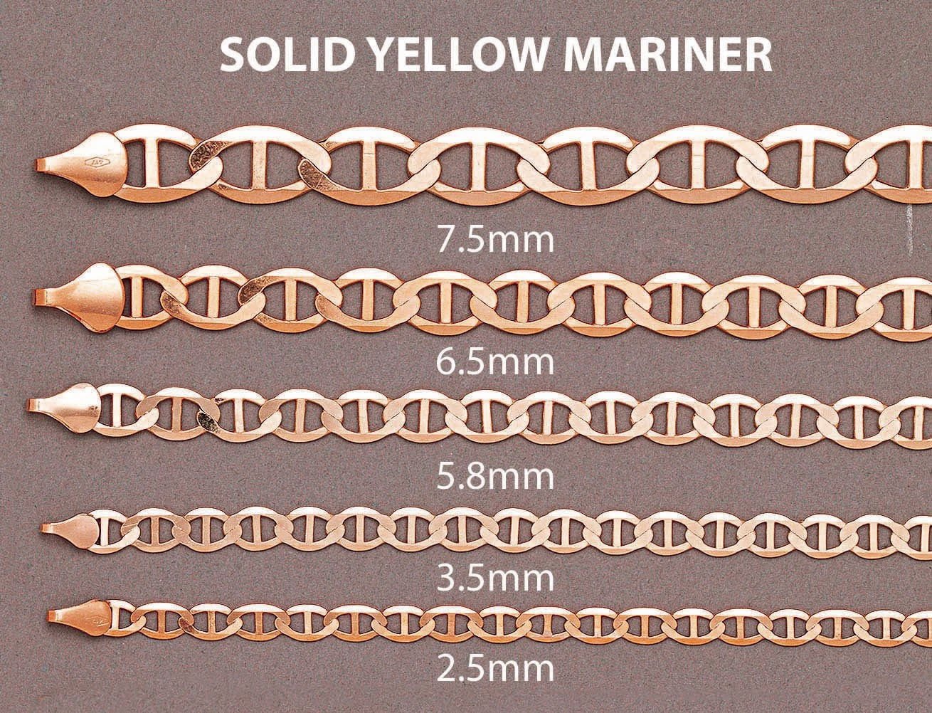 Womens 14K Rose Gold Chain - Solid Mariner Chain - Image 5