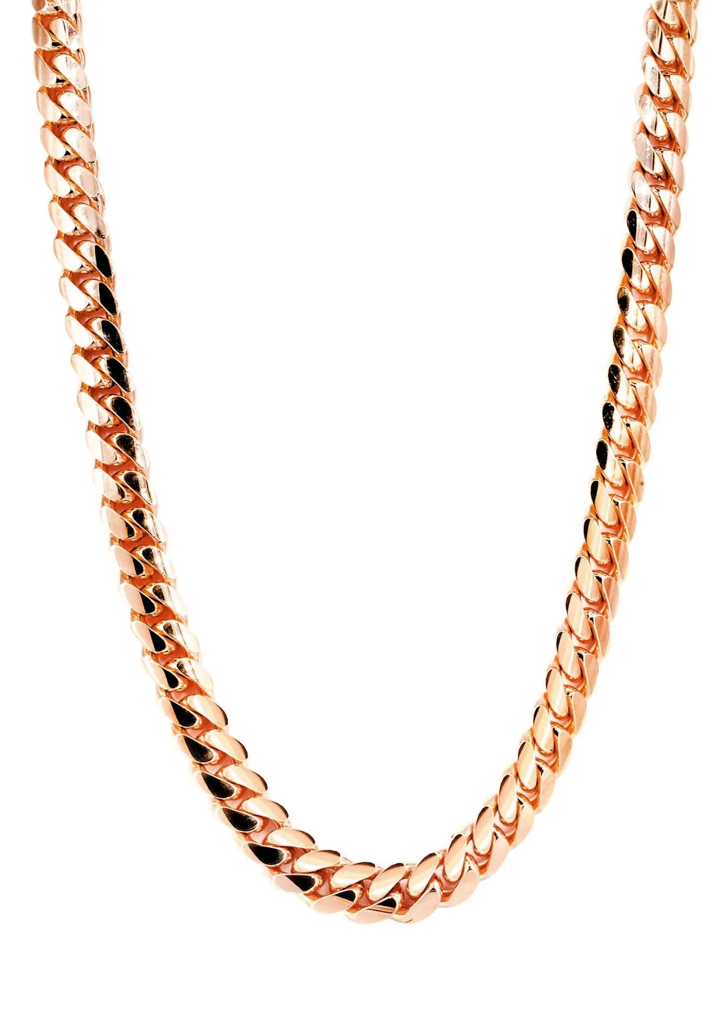 Womens 14K Rose Gold Chain - Solid Miami Cuban Link Chain 14K Rose Gold - Image 3