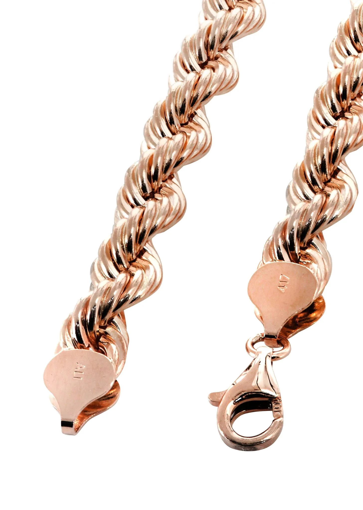 Womens 14K Rose Gold Chain - Solid Rope Chain - Image 4