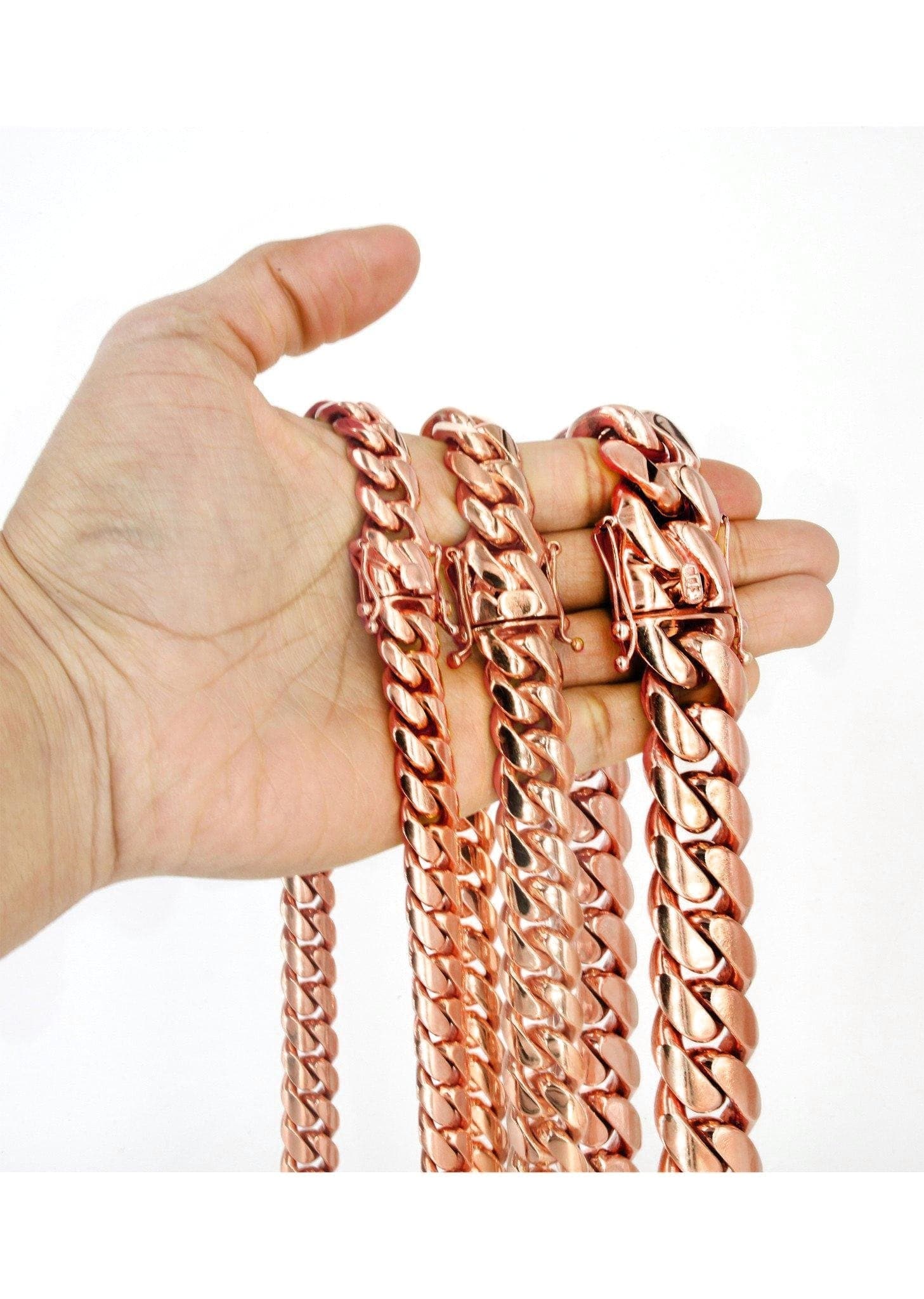 Heavy Solid Rose Gold Miami Cuban Link Chain Customizable (10MM-20MM)