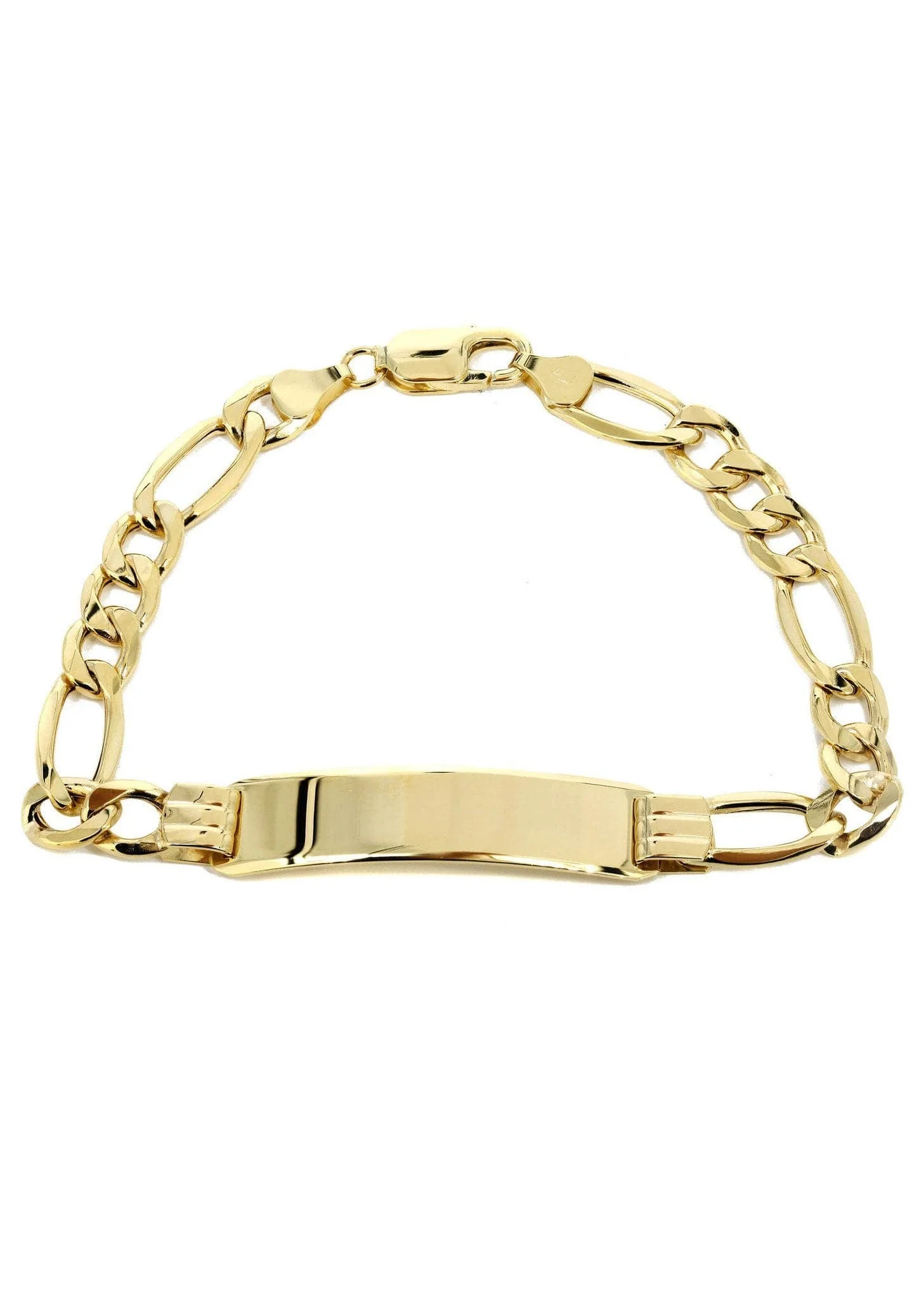 Semi Solid Id Figaro Bracelet 10K Yellow Gold Women
