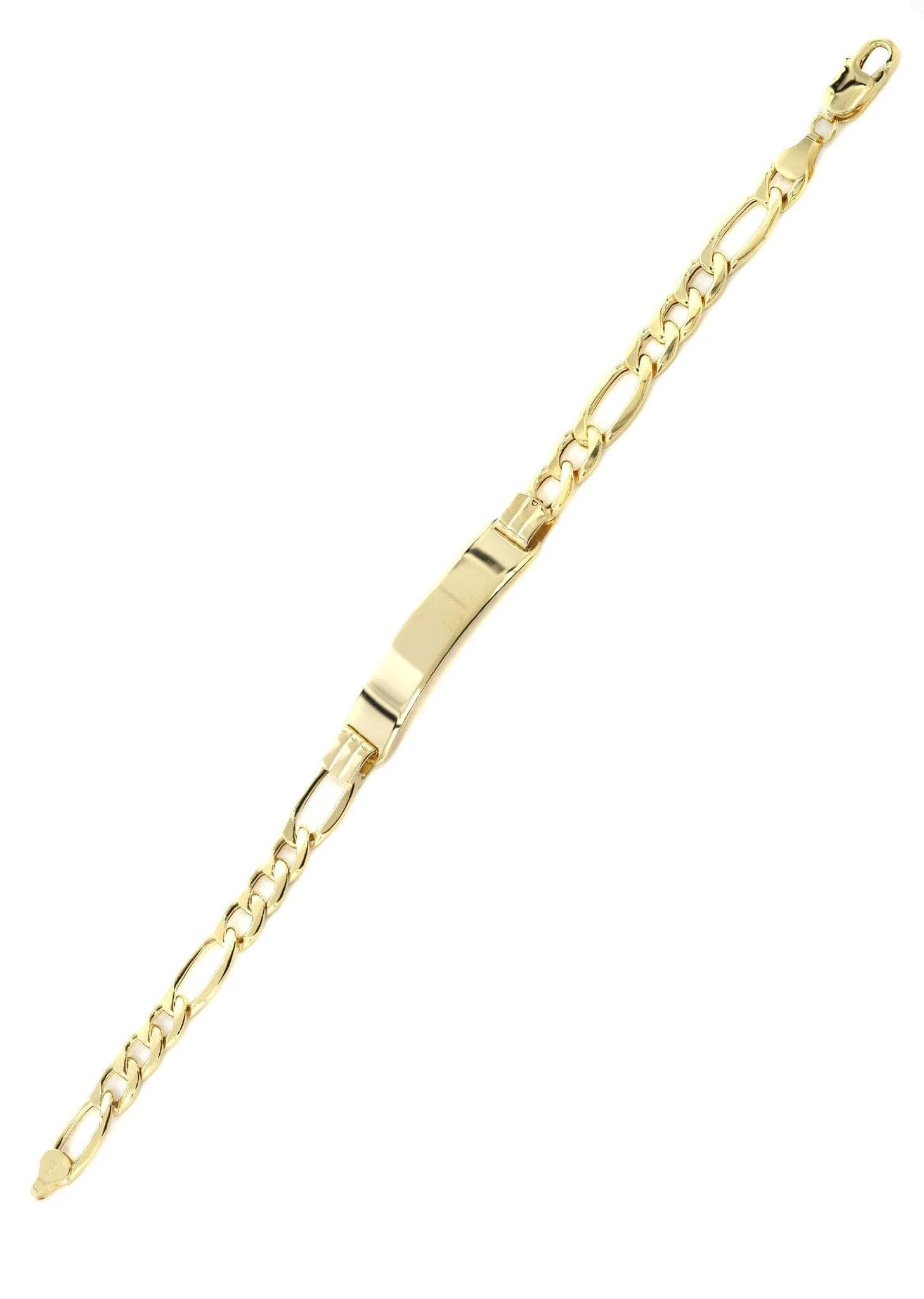 Semi Solid Id Figaro Bracelet 10K Yellow Gold Women - Image 3