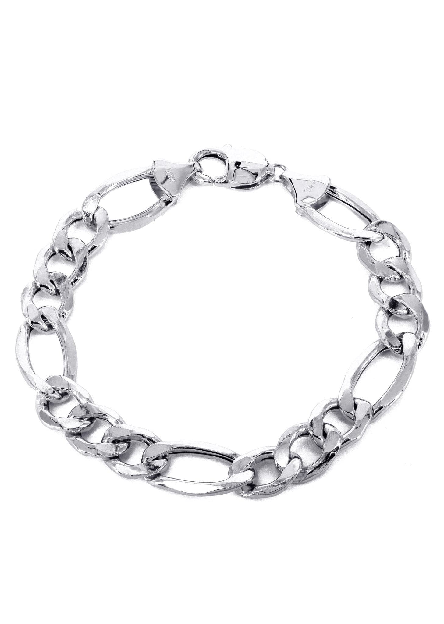 Semi Solid Womens Figaro Bracelet 10K White Gold