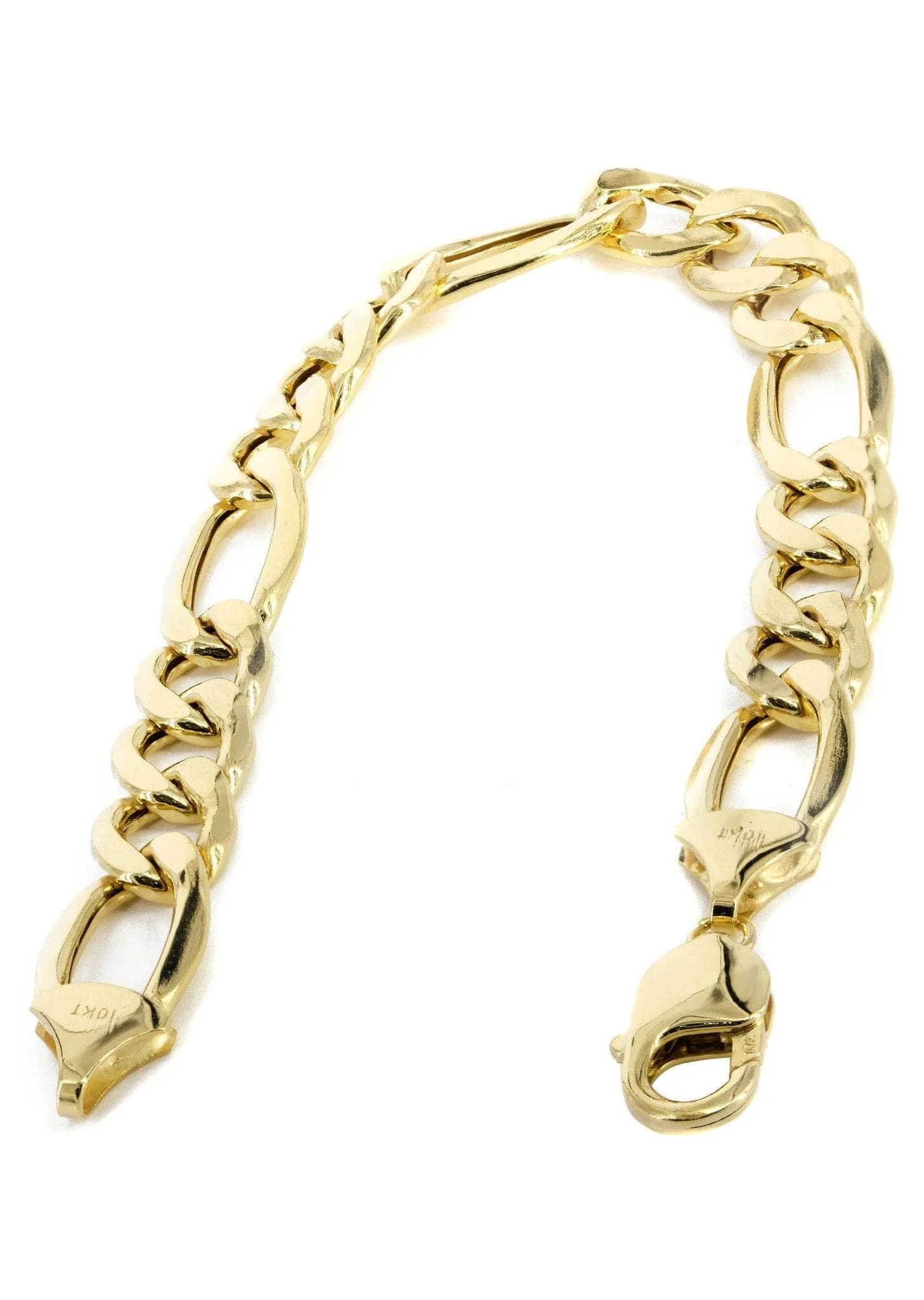 14K Gold Bracelet Semi Solid Figaro For Women - Image 2