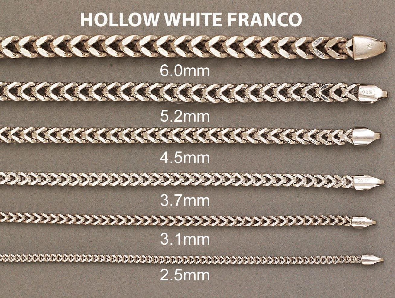 Gold Chain - Womens Semi Solid Franco Chain 10K White Gold - Image 5
