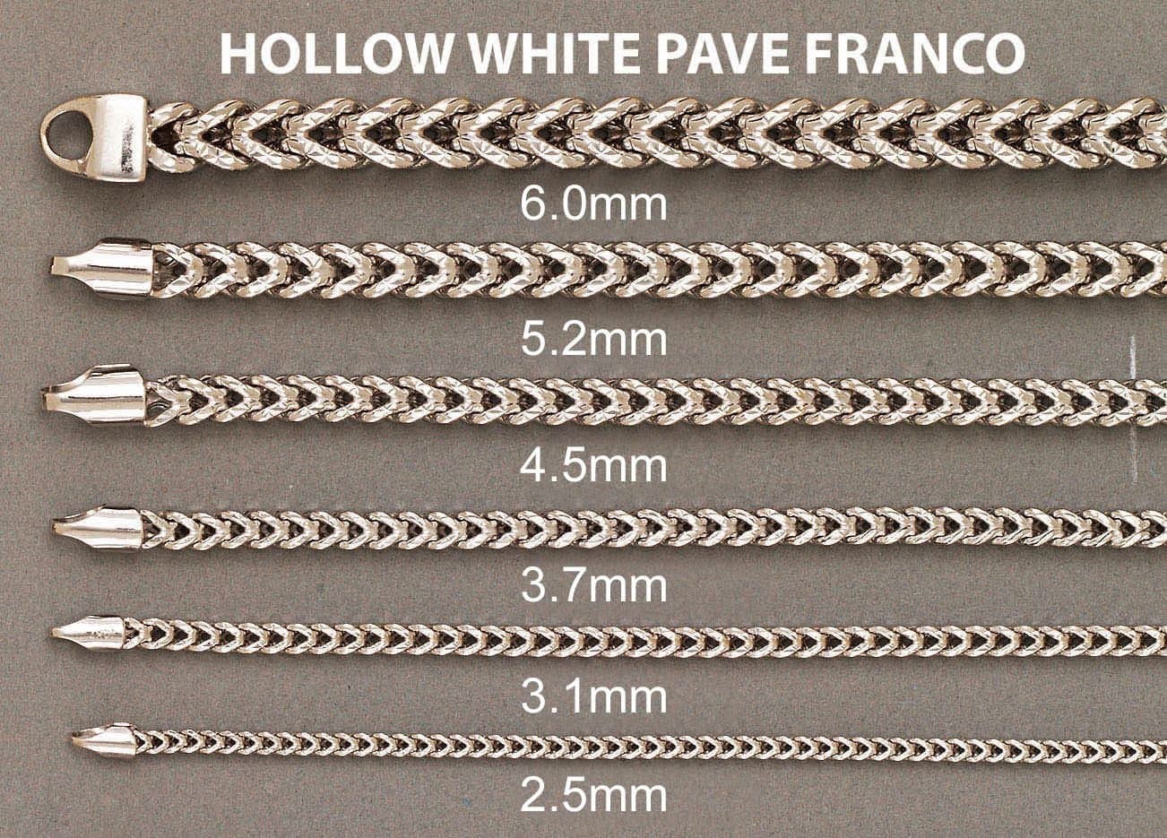 Semi Solid Womens Diamond Cut Franco Bracelet 10K White Gold - Image 4