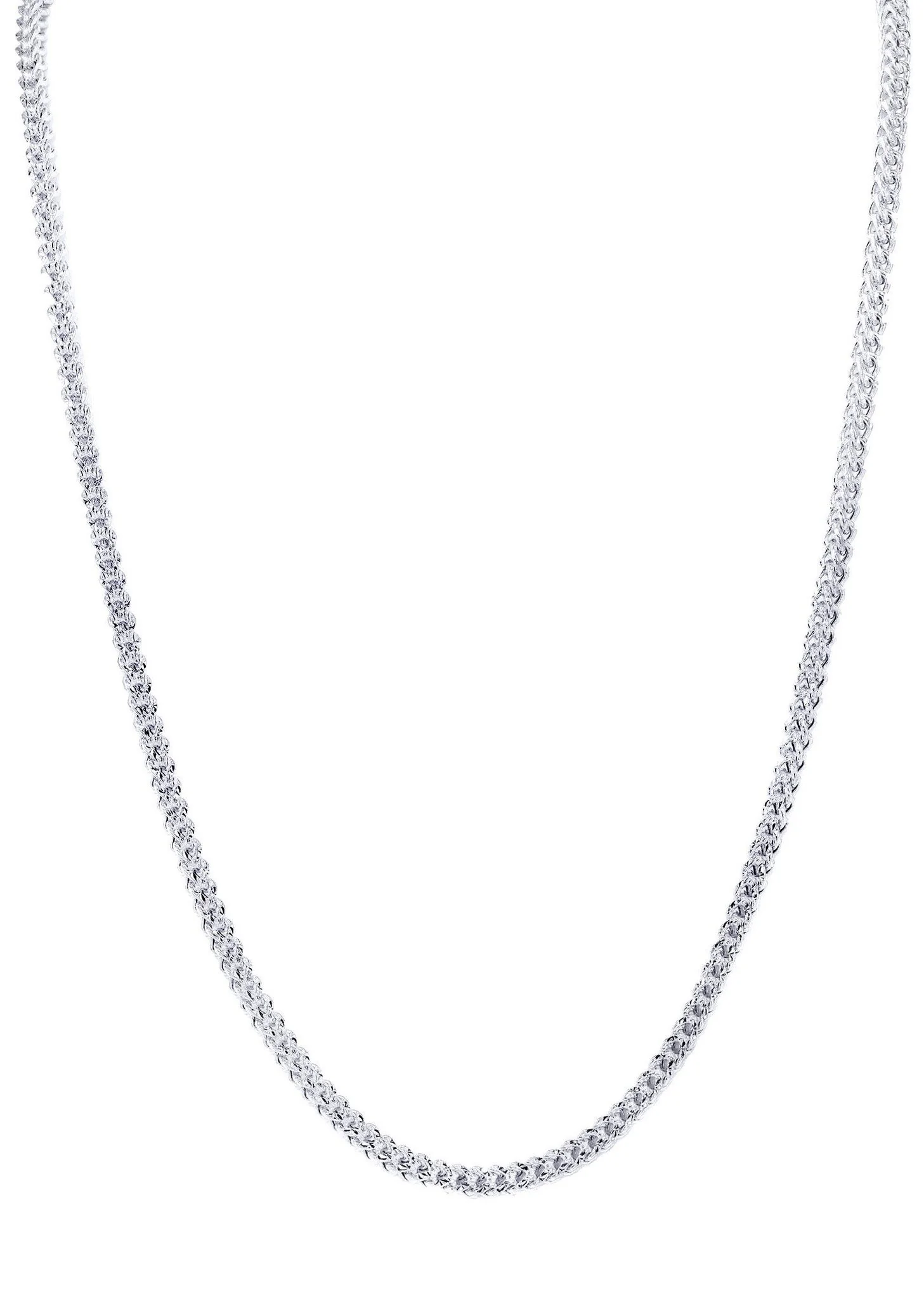 Womens 14K White Gold Chain - Semi Solid  Diamond Cut Franco Chain - Image 3