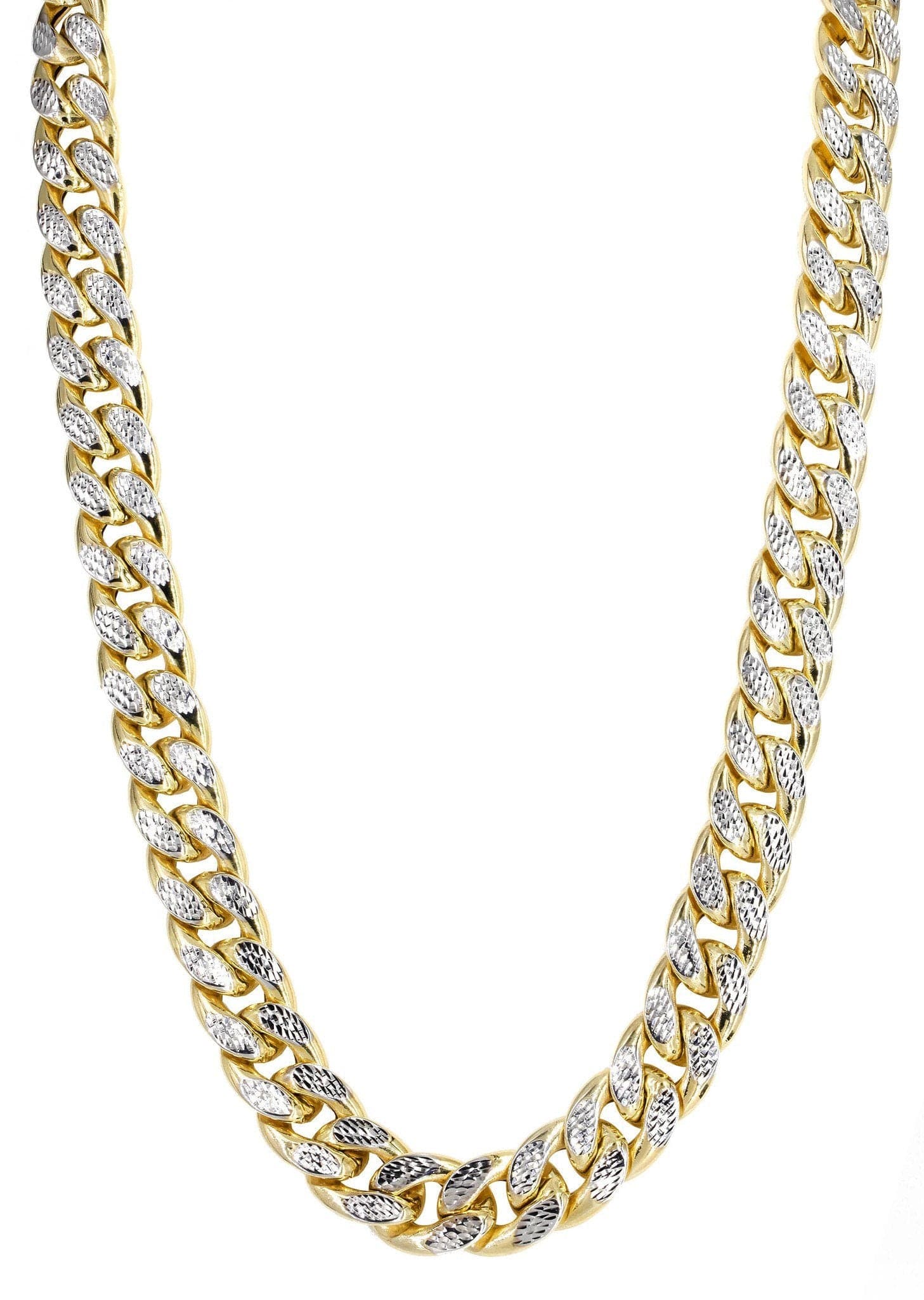 Gold Chain - Womens Semi Solid  Diamond Cut Miami Cuban Link Chain 10k Gold - Image 3
