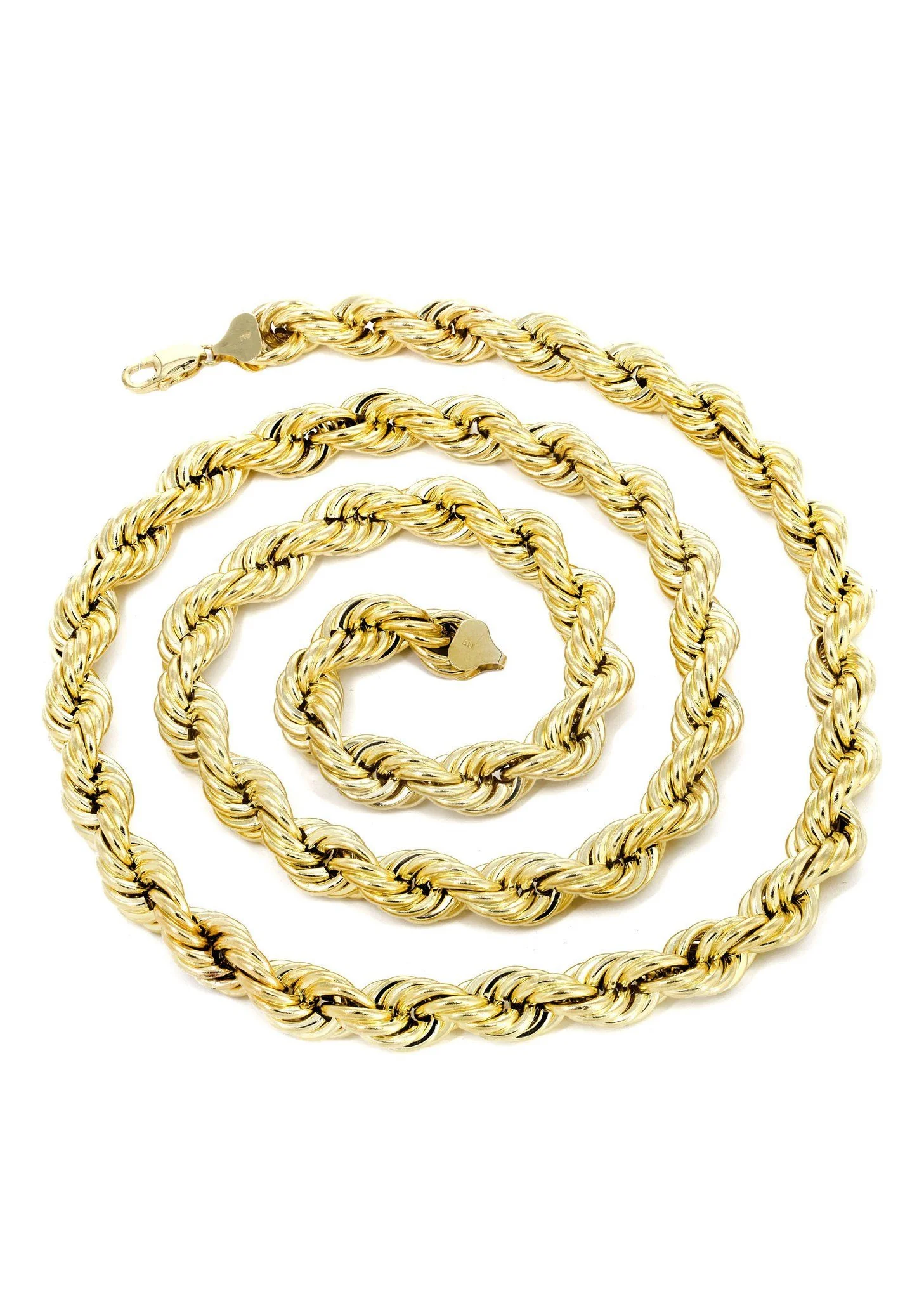 Womens 14K Yellow Gold Chain - Semi Solid Womens Rope Chain - Image 2