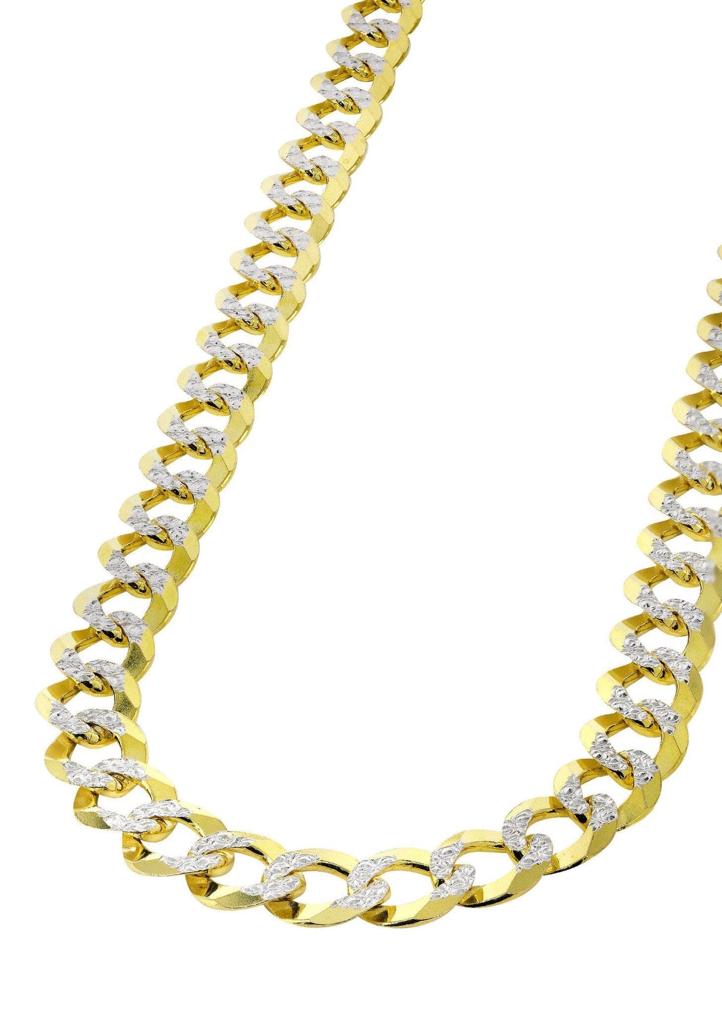 Gold Chain - Semi Solid Diamond Cut Womens Cuban Link Chain 10K Gold