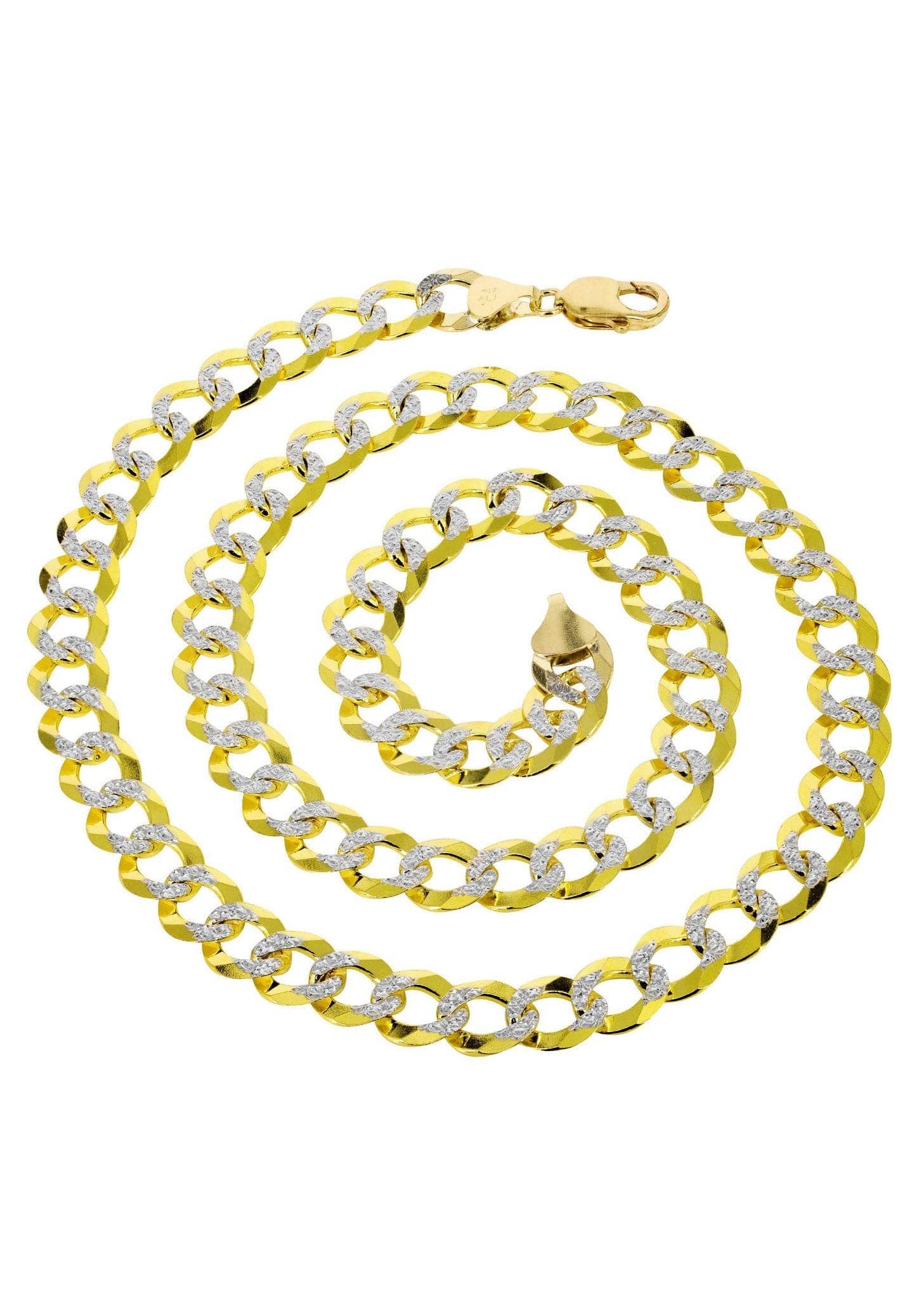 Gold Chain - Semi Solid Diamond Cut Womens Cuban Link Chain 10K Gold - Image 2
