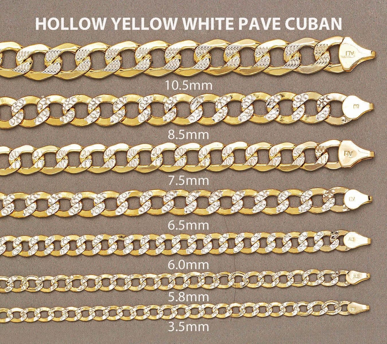 Gold Chain - Semi Solid Diamond Cut Womens Cuban Link Chain 10K Gold - Image 5