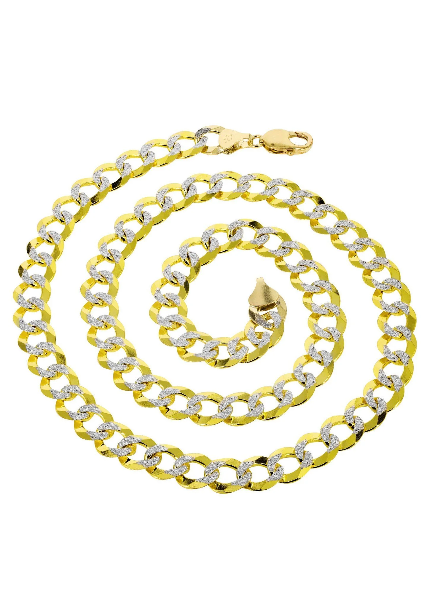 Womens 14K Gold Chain Semi Solid Diamond Cut Cuban Link - Image 2