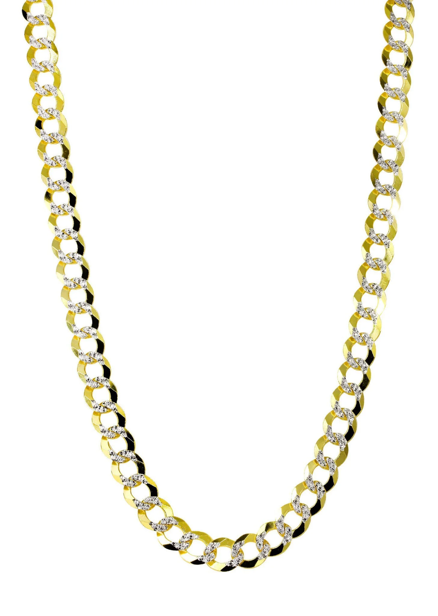 Womens 14K Gold Chain Semi Solid Diamond Cut Cuban Link - Image 3