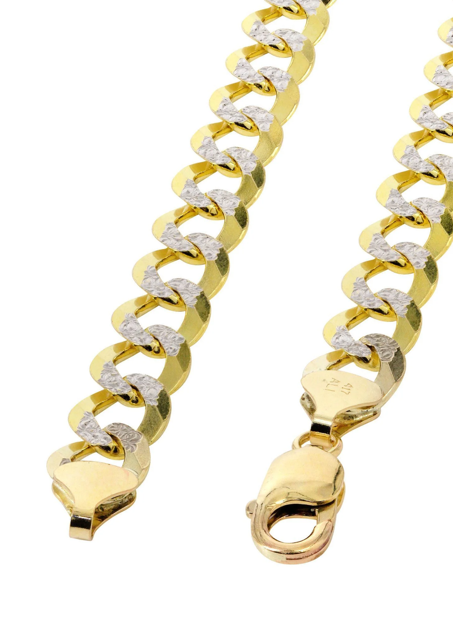 Womens 14K Gold Chain Semi Solid Diamond Cut Cuban Link - Image 4