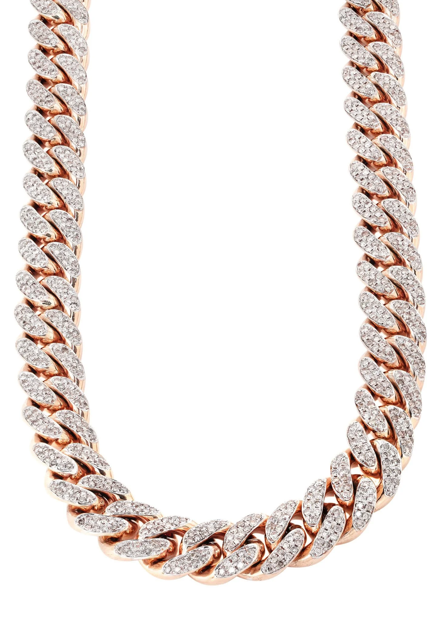 Rose Gold Iced Out Women Diamond Miami Cuban Link Chain Customizable (10MM-20MM) - Image 2