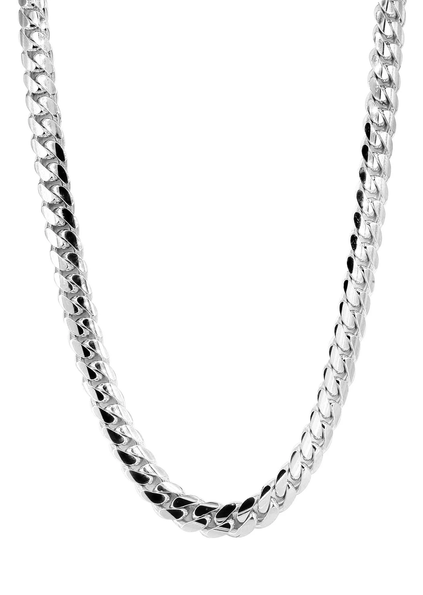 Womens White Gold Chain - Solid Miami Cuban Link 10K Gold - Image 4