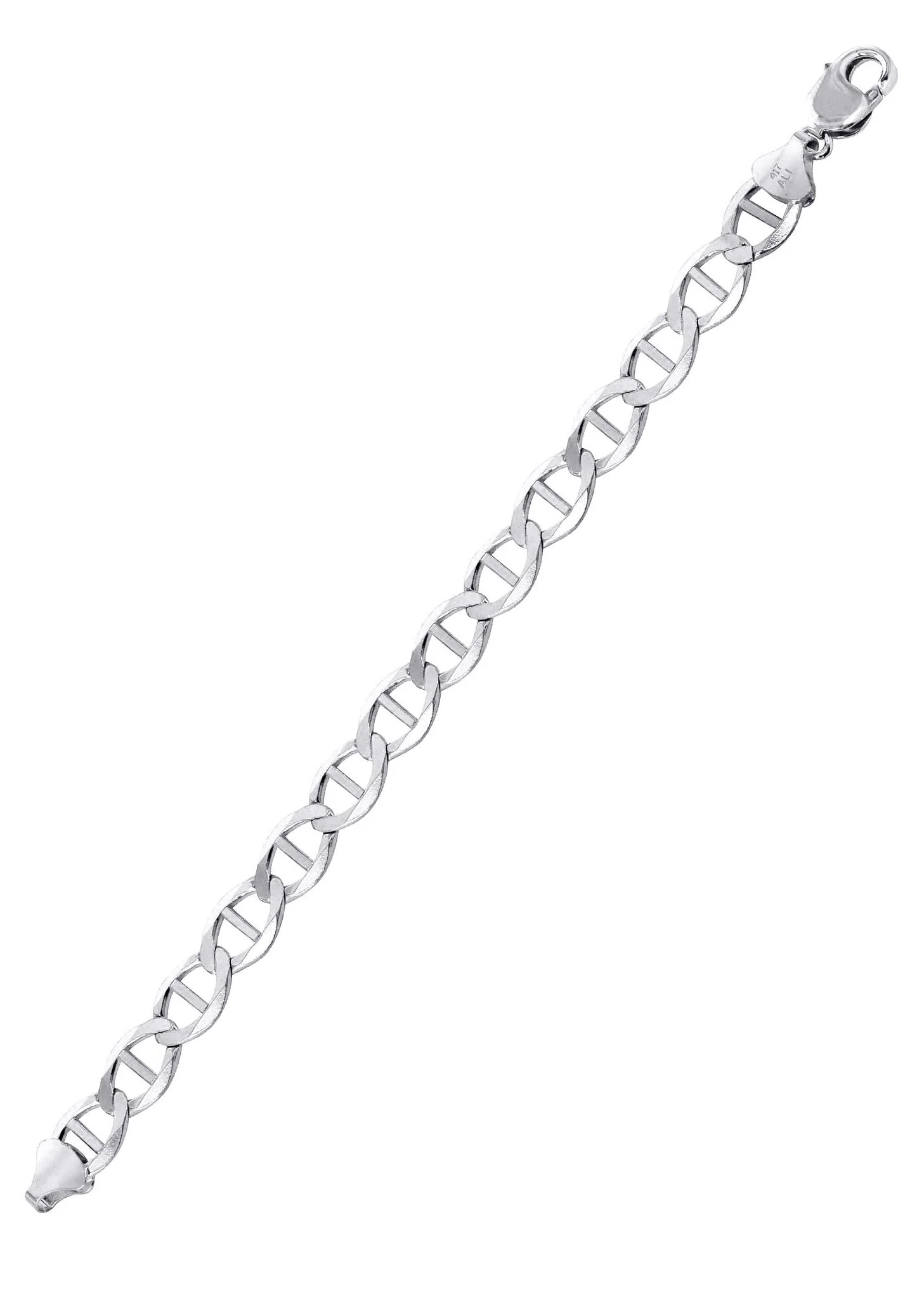 Solid Womens Mariner Bracelet 10K White Gold - Image 3