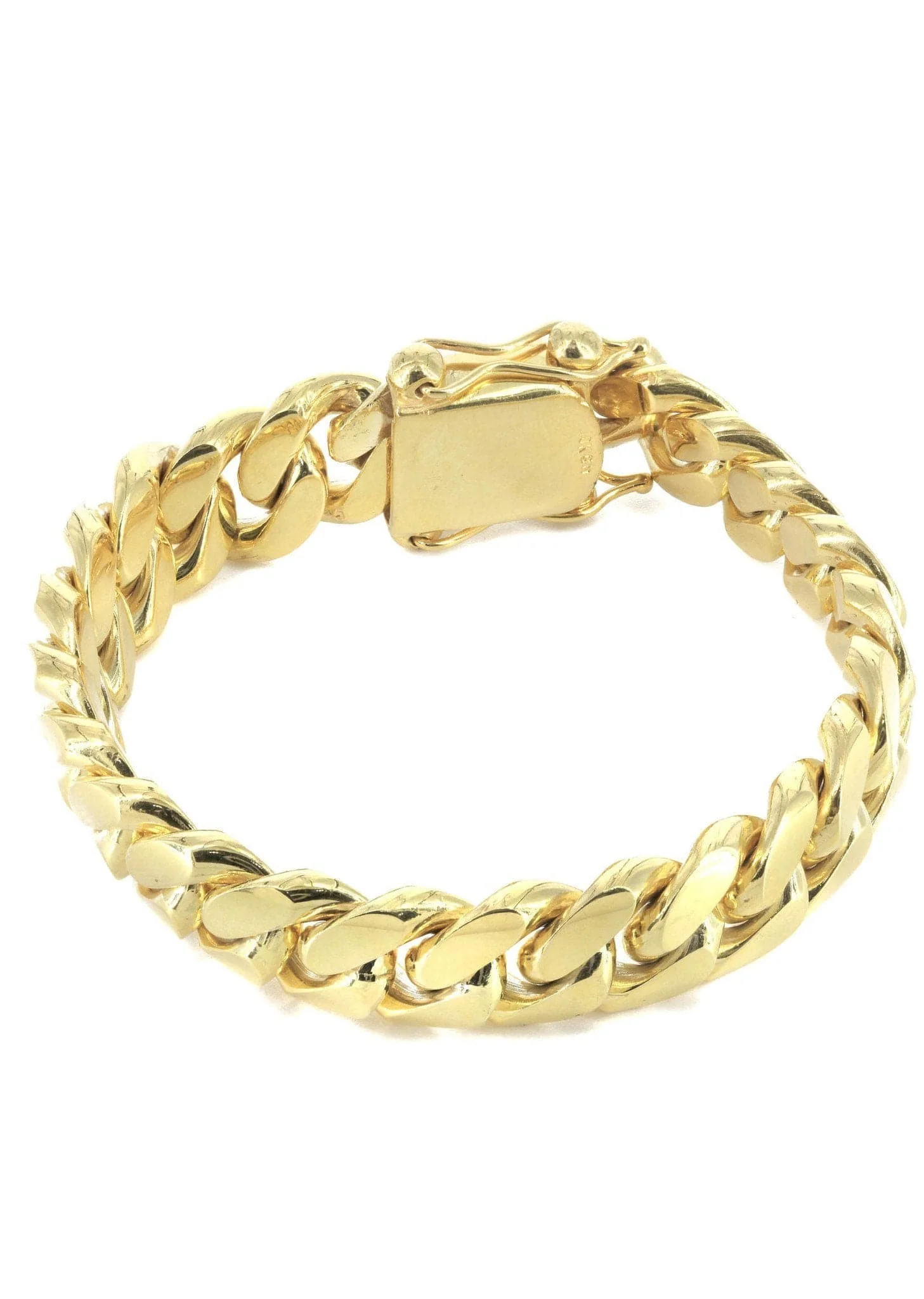 14K Gold Bracelet Solid Miami Cuban Link For Women