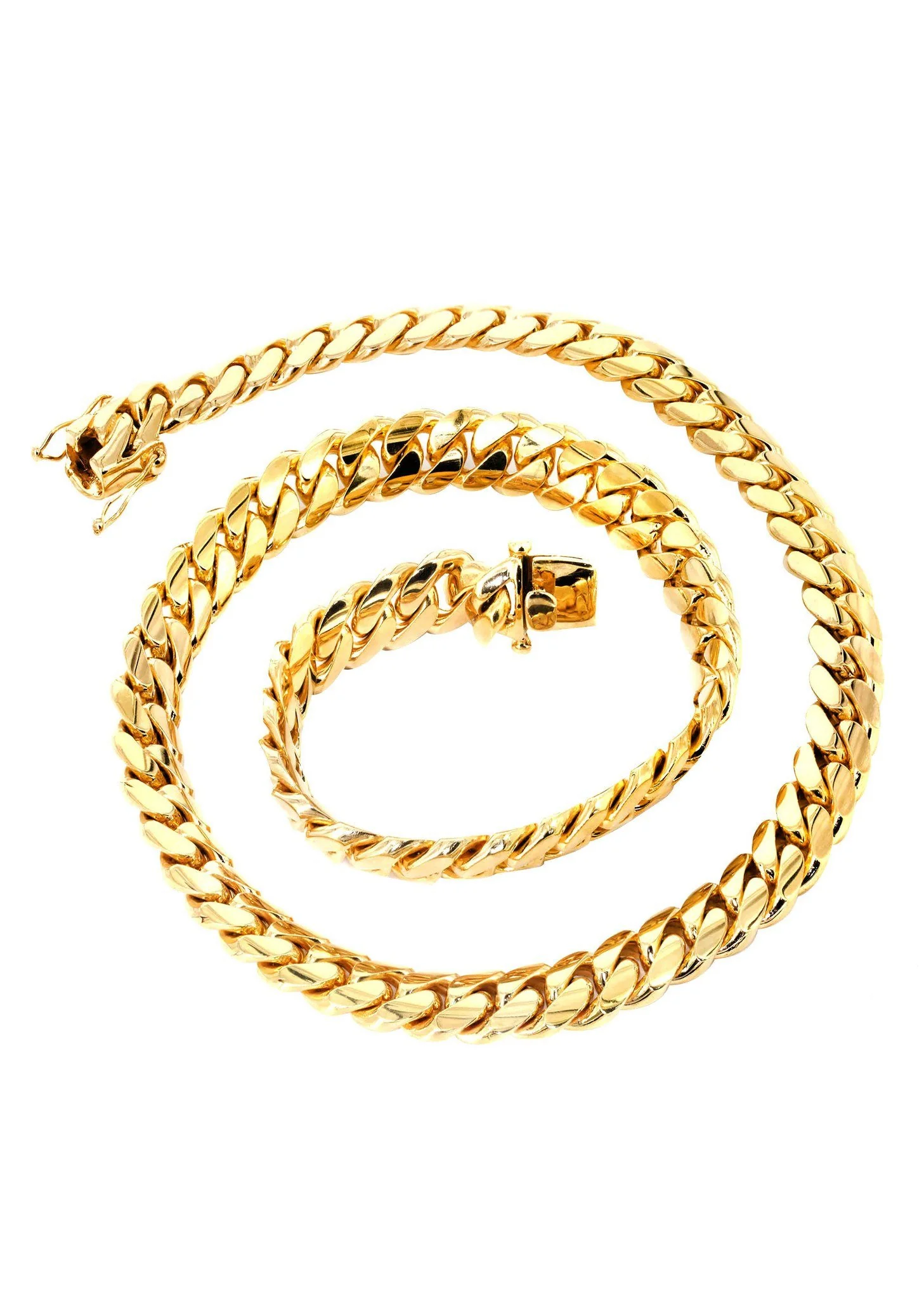 Womens 14K Gold Chain - Solid Miami Cuban Link Chain 14K Gold - Image 2