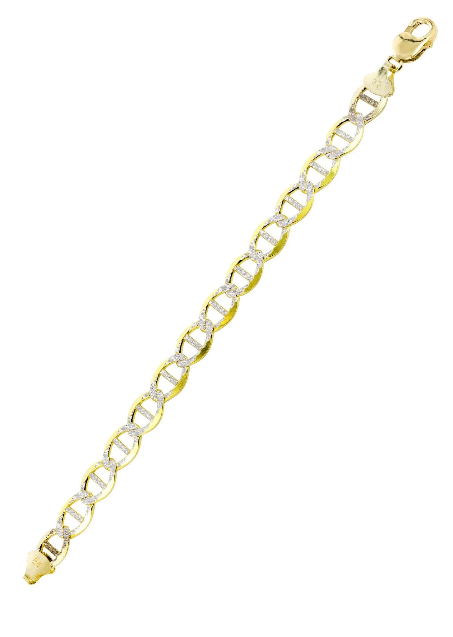 Solid Womens Diamond Cut Mariner Bracelet 10K Yellow Gold - Image 3