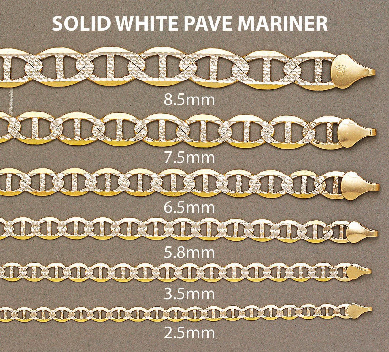 Solid Womens Diamond Cut Mariner Bracelet 10K Yellow Gold - Image 4