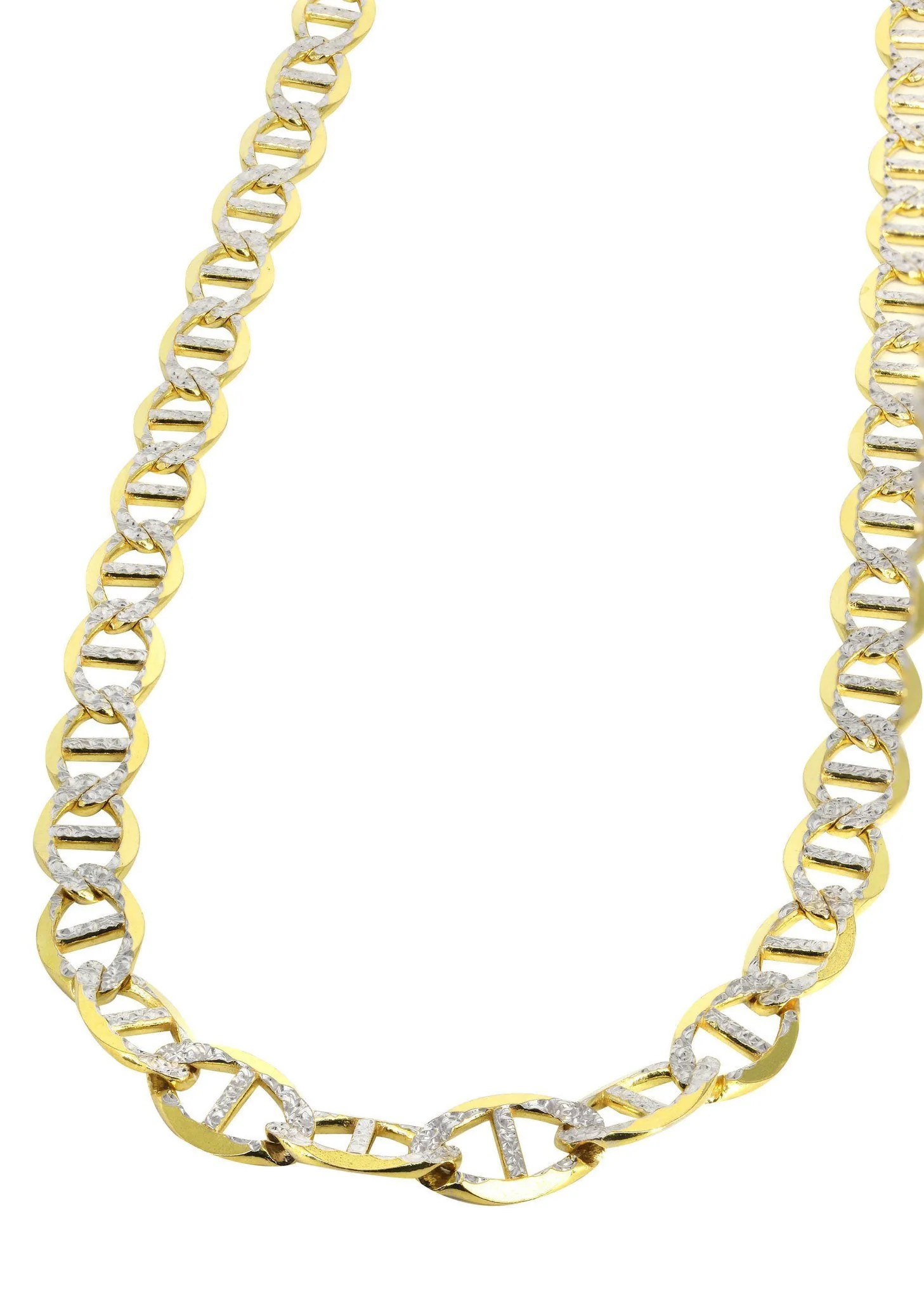 Womens 14K Gold Chain - Solid Diamond Cut Mariner Chain