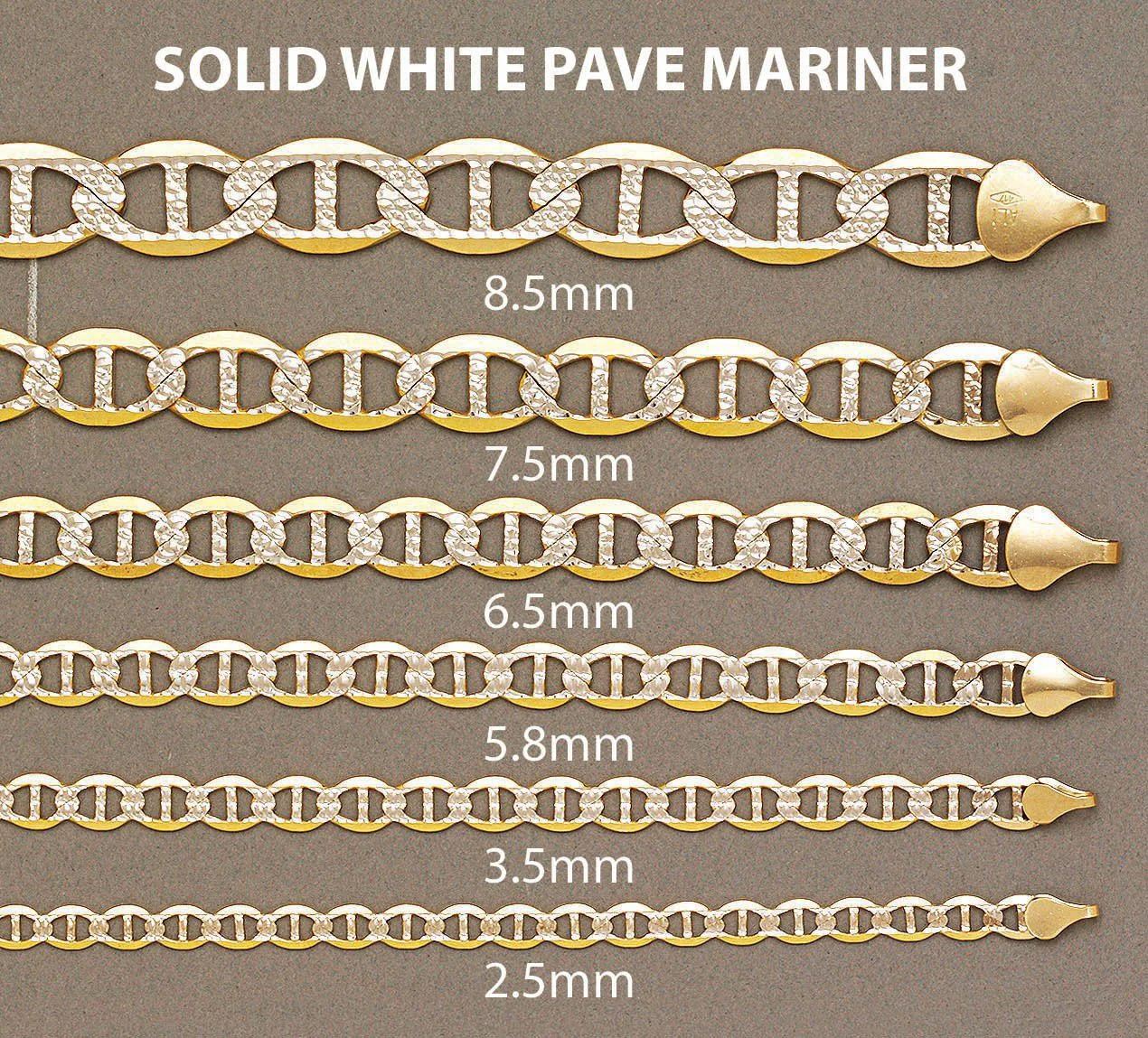 Womens 14K Gold Chain - Solid Diamond Cut Mariner Chain - Image 5