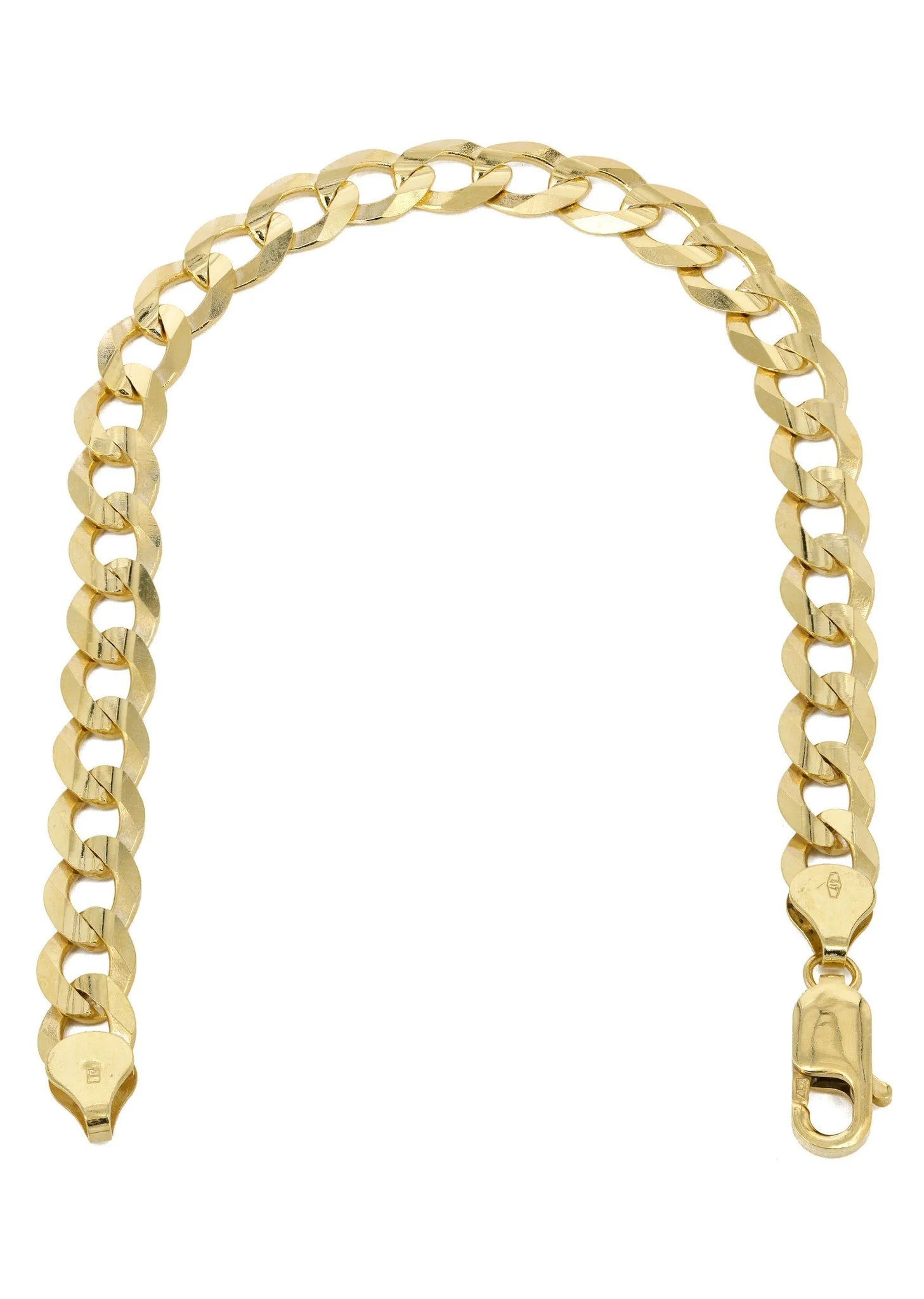 Solid Womens Cuban Link Bracelet 10K Yellow Gold - Image 2