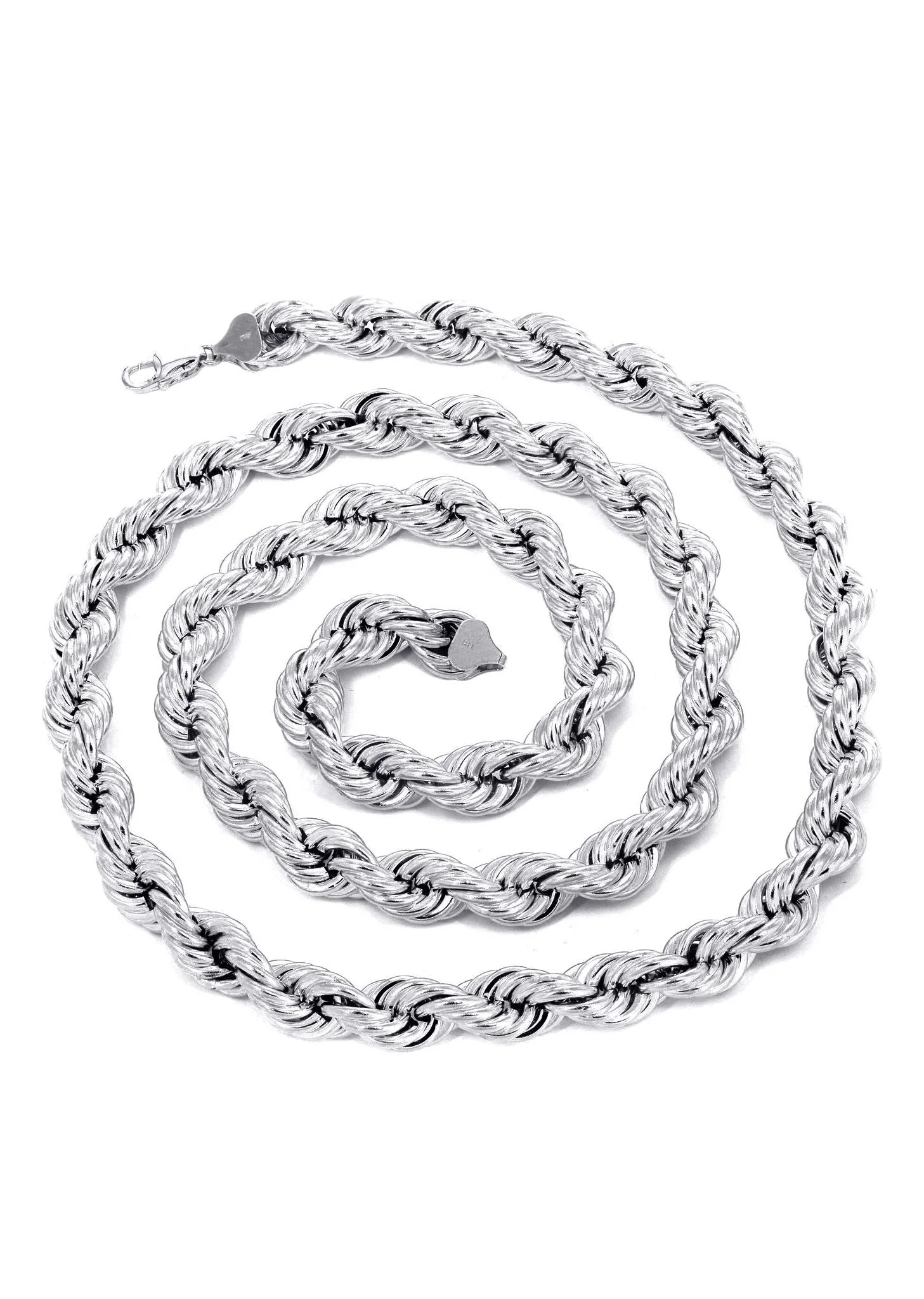 White Gold Chain - Womens Semi Solid Rope Chain 10K Gold - Image 3