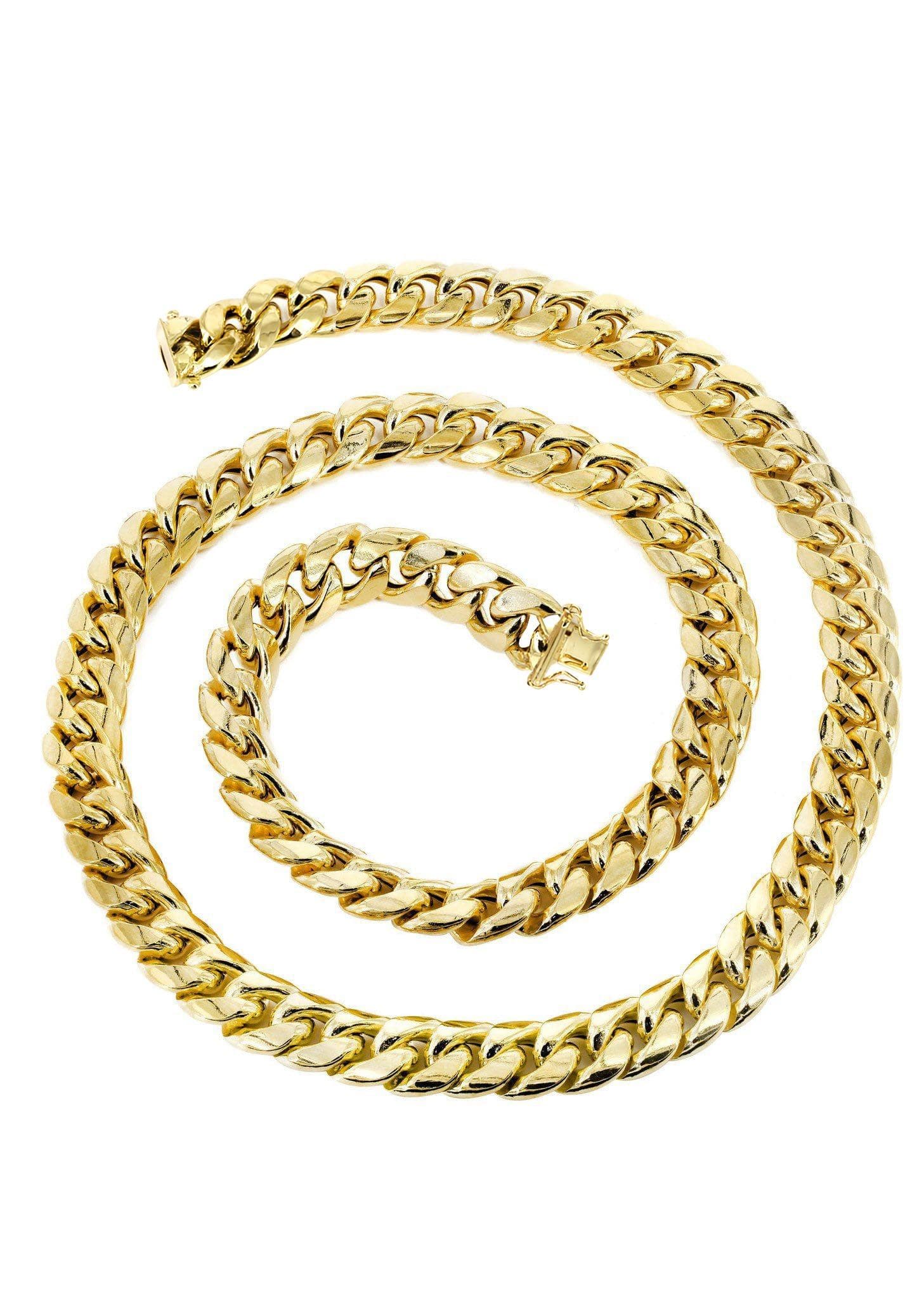 Gold Chain - Womens Semi Solid Miami Cuban Link Chain 10K Gold - Image 2