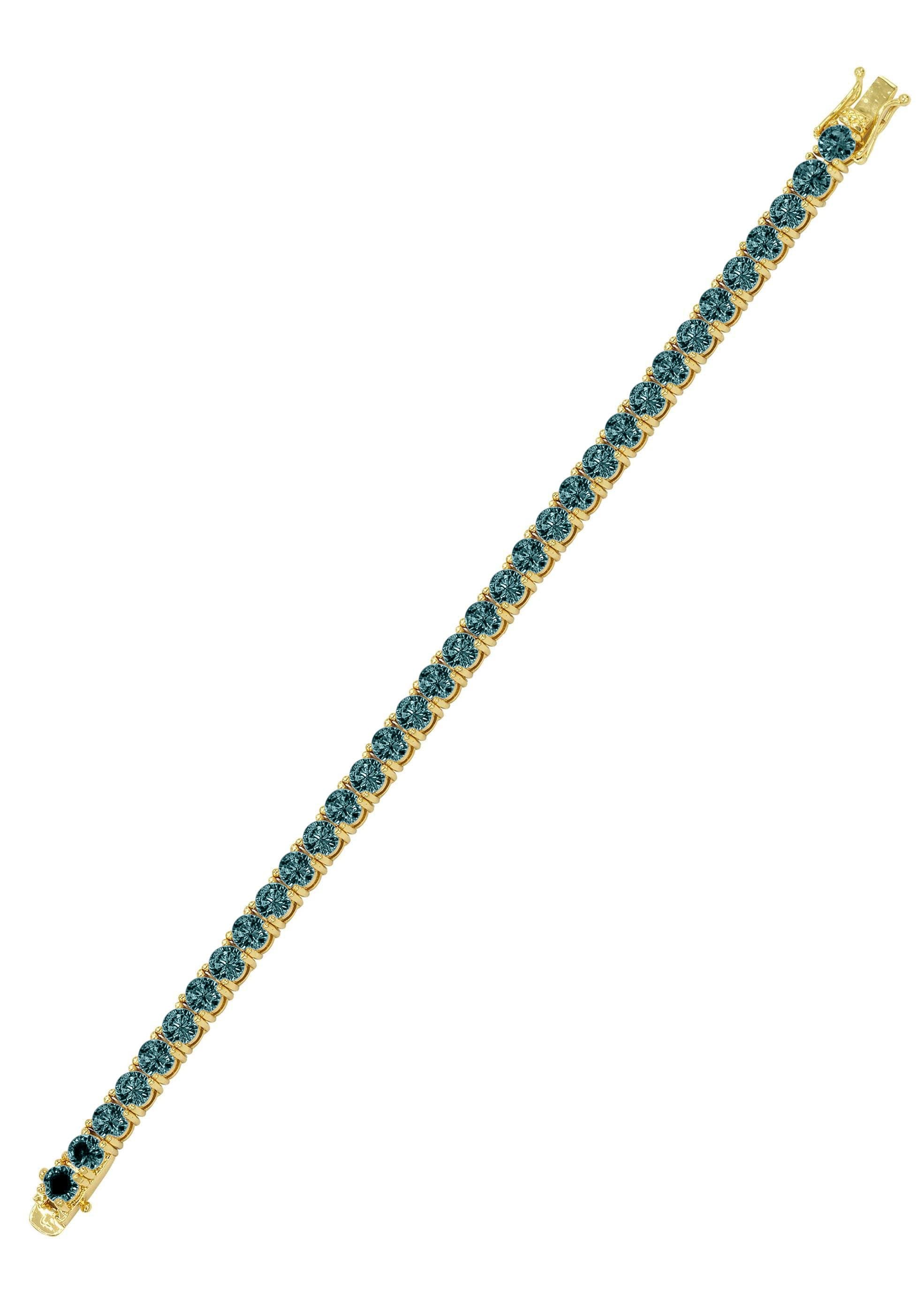 Womens Blue Diamond Gold Tennis Bracelet - Image 3