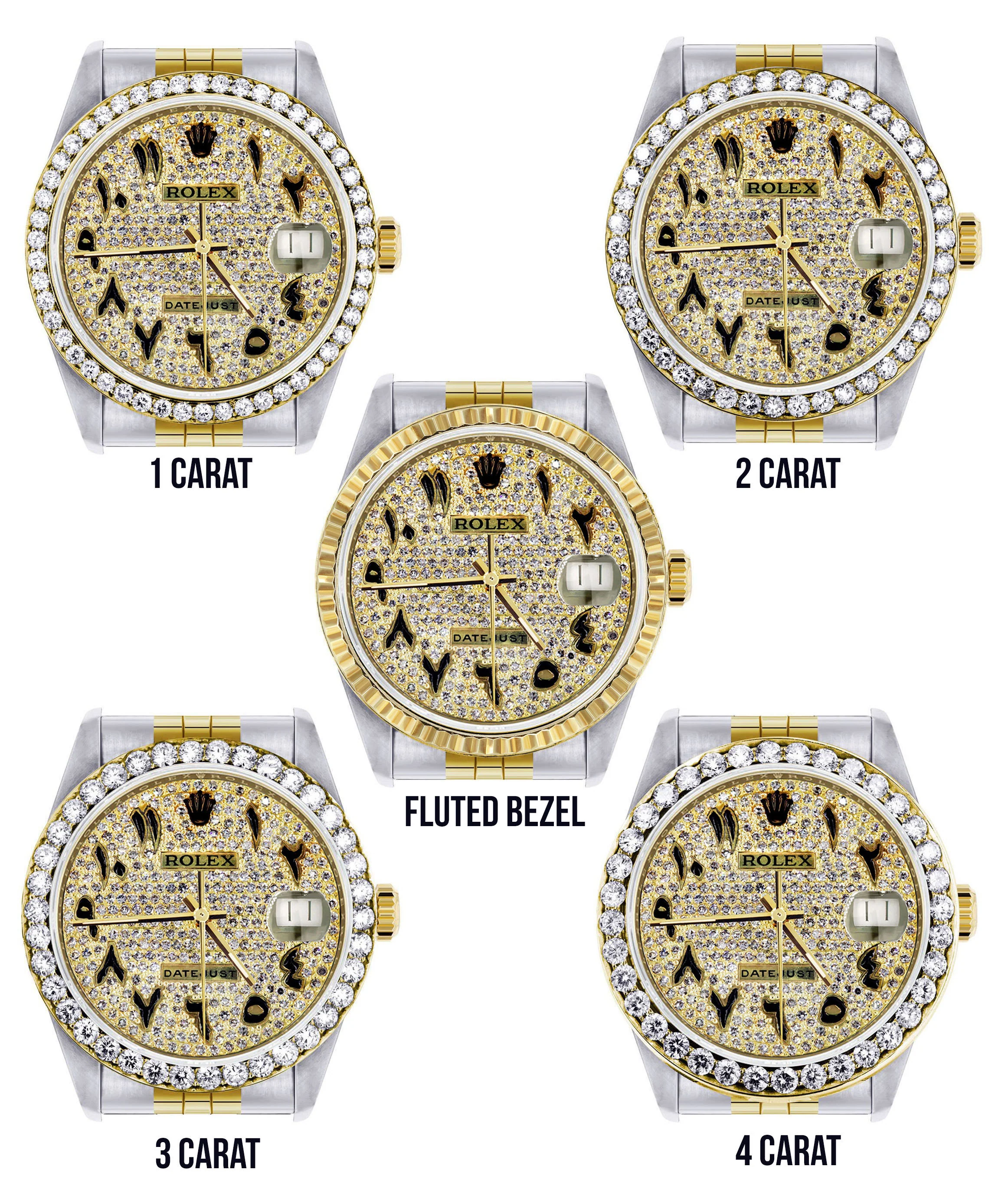 Womens Diamond Gold Rolex Watch 16233 | 36Mm | Black Arabic Full Diamond Dial | Jubilee Band - Image 4