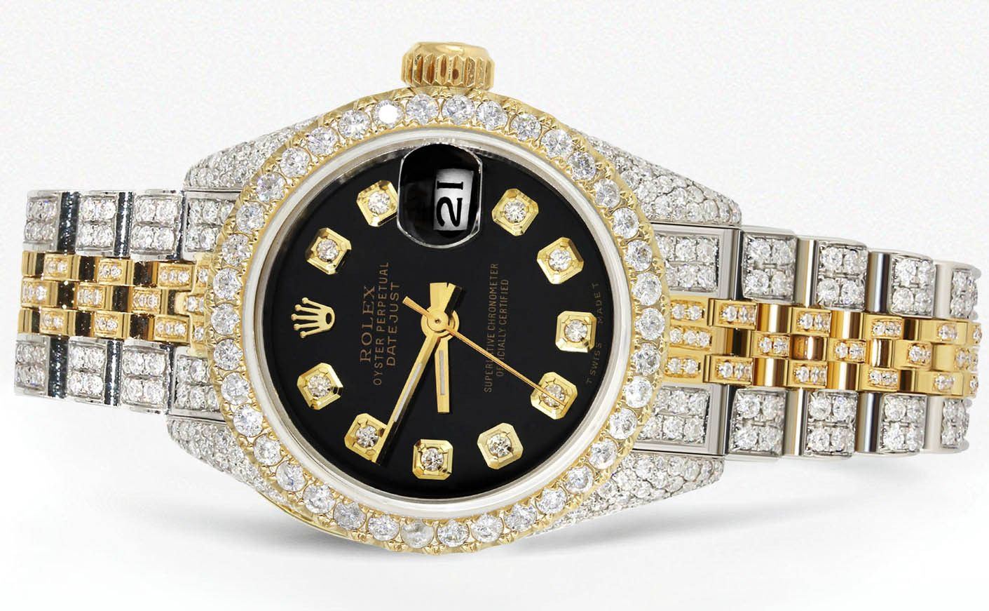 Womens Diamond Gold Rolex Watch | 26Mm | Black Dial | Jubilee Band - Image 2