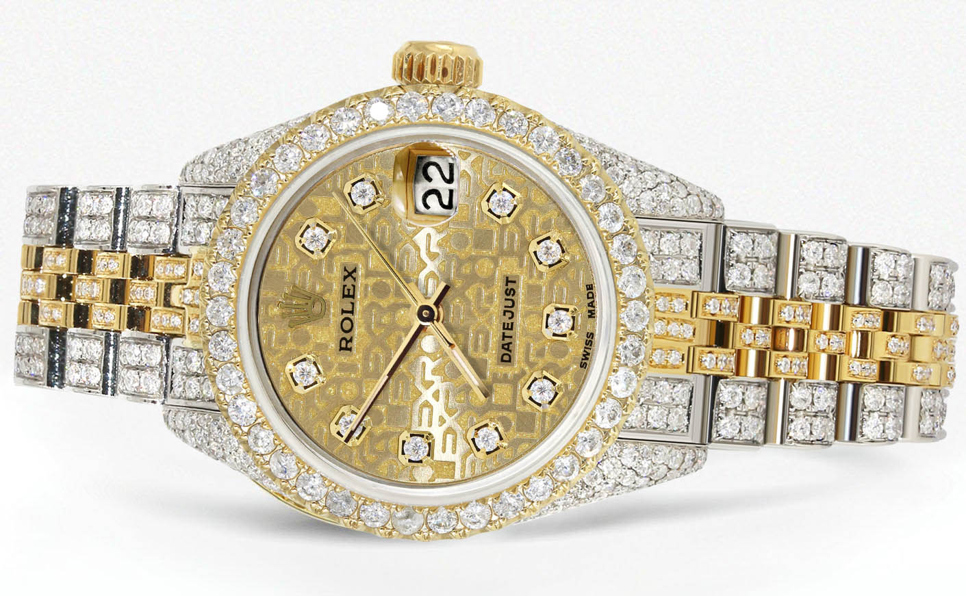 Womens Diamond Gold Rolex Watch | 26Mm | Gold Texture Dial | Jubilee Band - Image 2