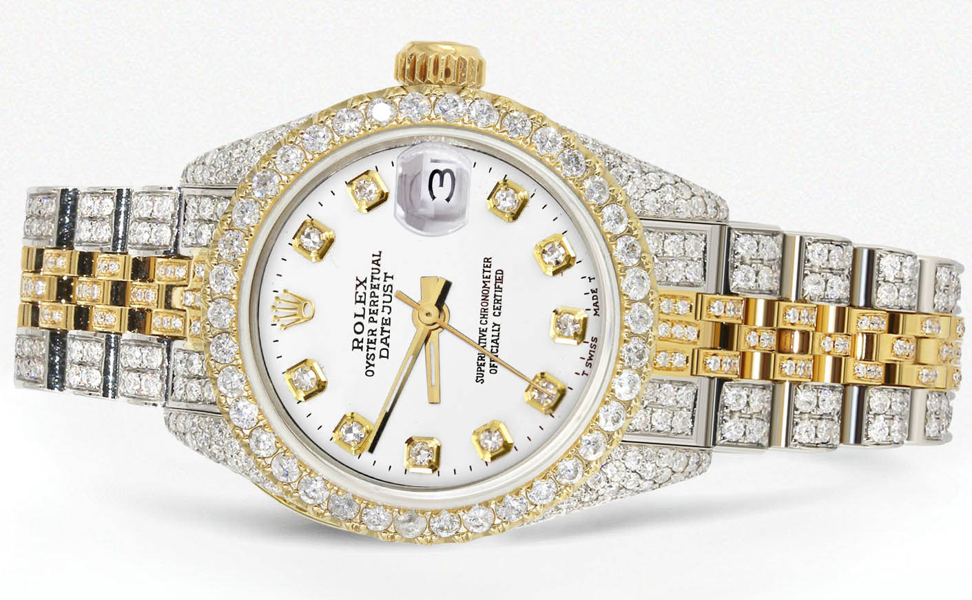 Womens Diamond Gold Rolex Watch | 26Mm | White Dial | Jubilee Band - Image 2