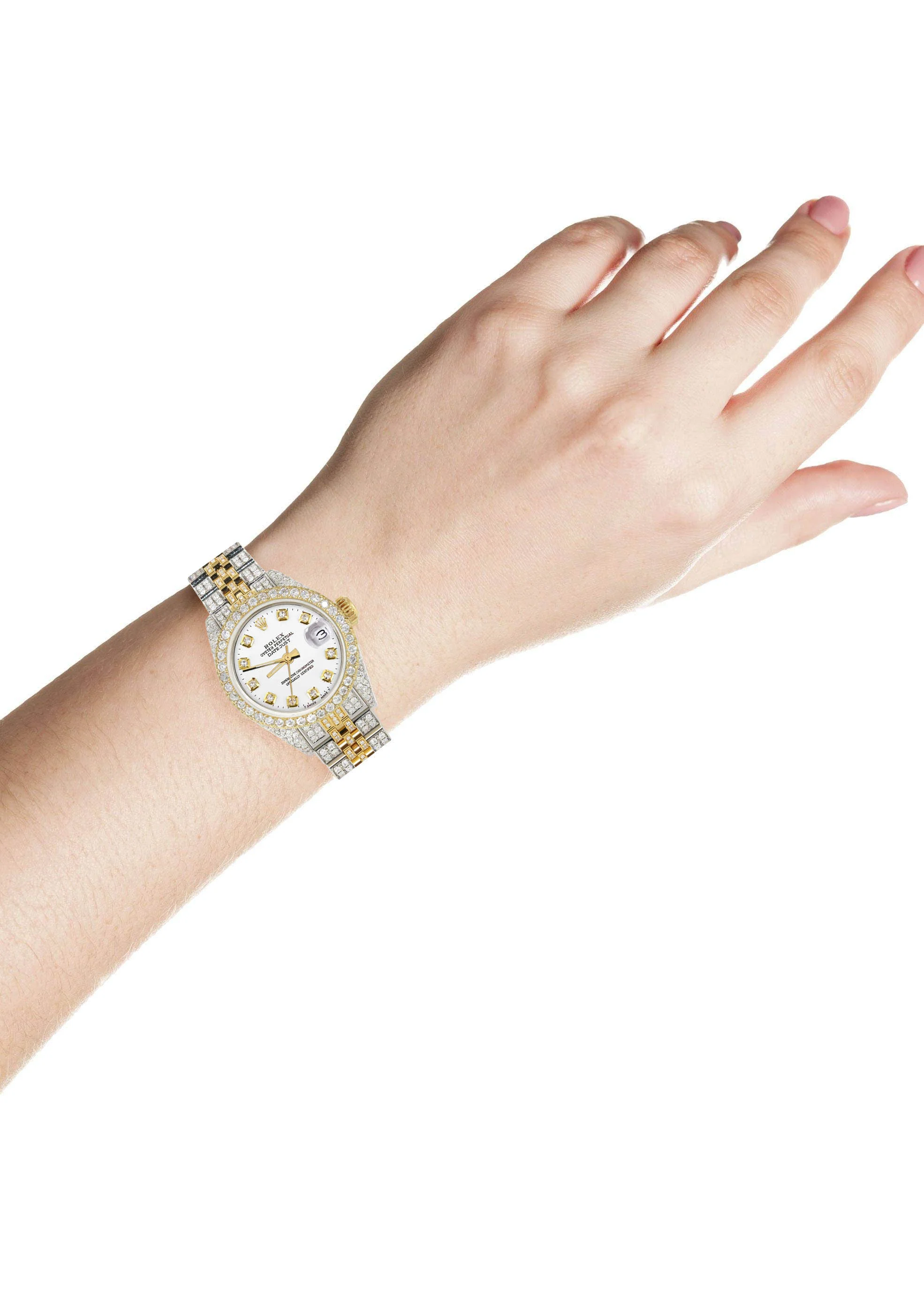 Womens Diamond Gold Rolex Watch | 26Mm | White Dial | Jubilee Band - Image 3