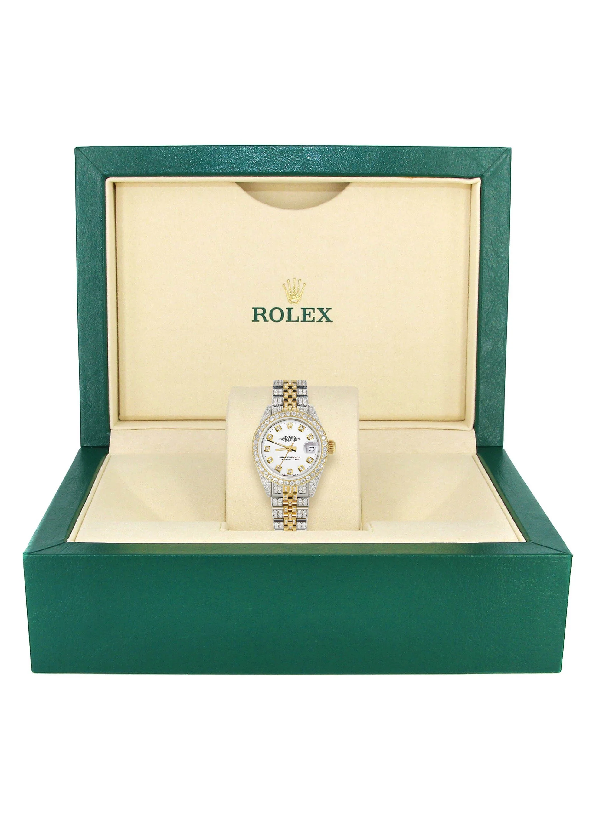 Womens Diamond Gold Rolex Watch | 26Mm | White Dial | Jubilee Band - Image 6