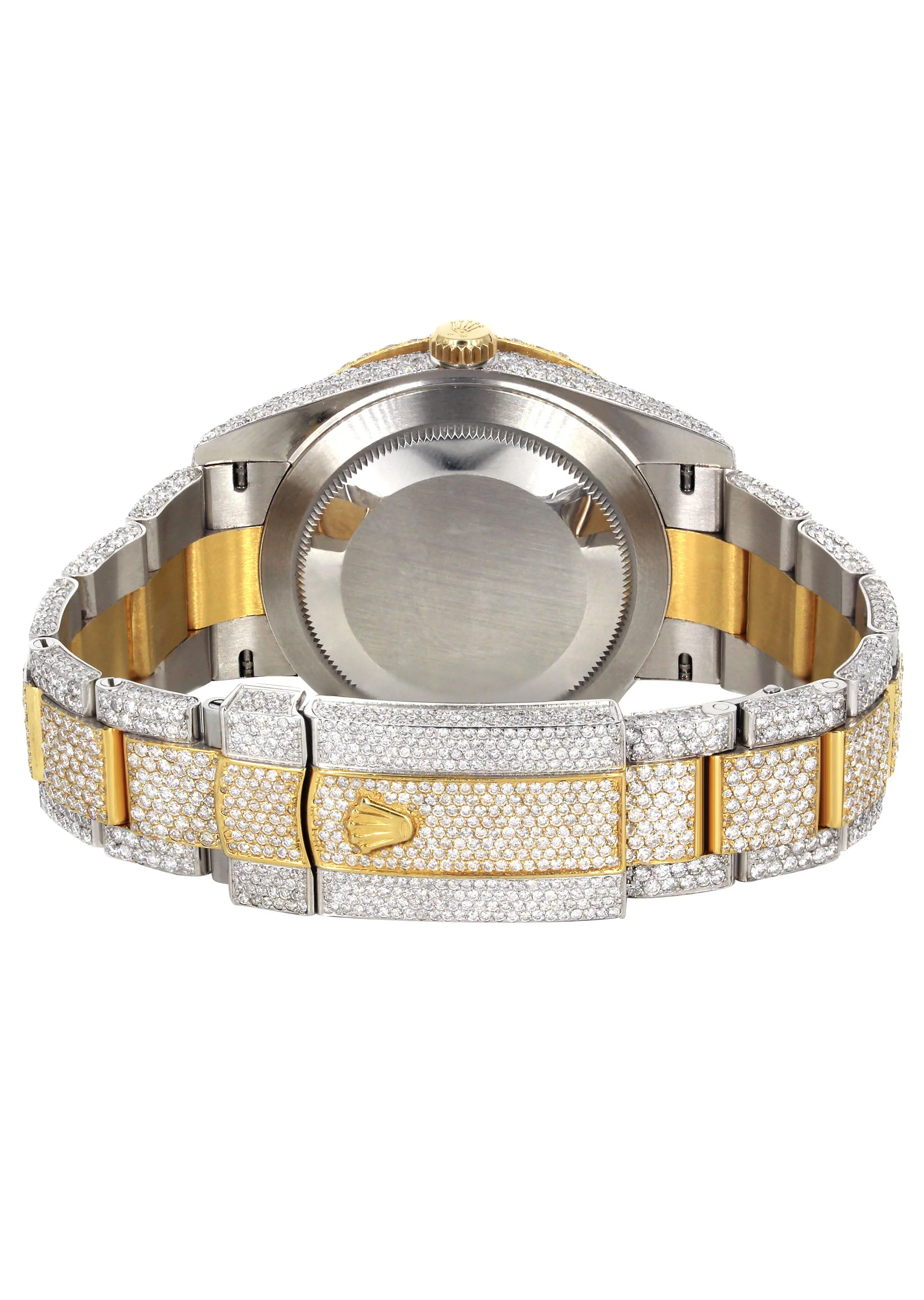 Womens Diamond Iced Out Rolex Datejust 41 | 25 Carats Of Diamonds | Mother of Pearl Roman Numeral Dial | Two Tone | Two Row | Oyster Band - Image 4