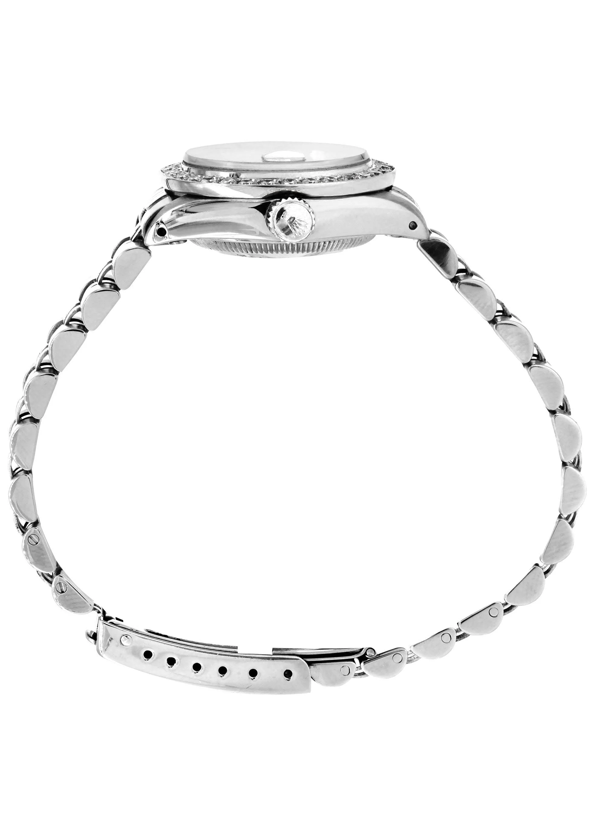 Womens Diamond Rolex Watch | 1 Carat Bezel | 26Mm | Blue Mother of Pearl Diamond Dial | Jubilee Band - Image 5