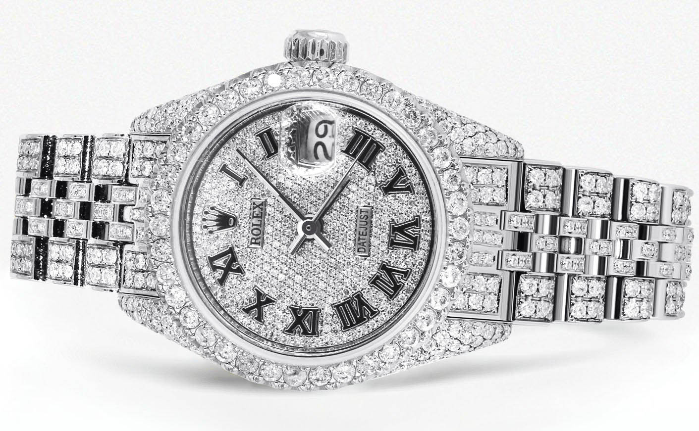 Womens Diamond Stainless Steel Rolex Watch | 26Mm | Diamond Roman Numeral Dial | Jubilee Band - Image 2