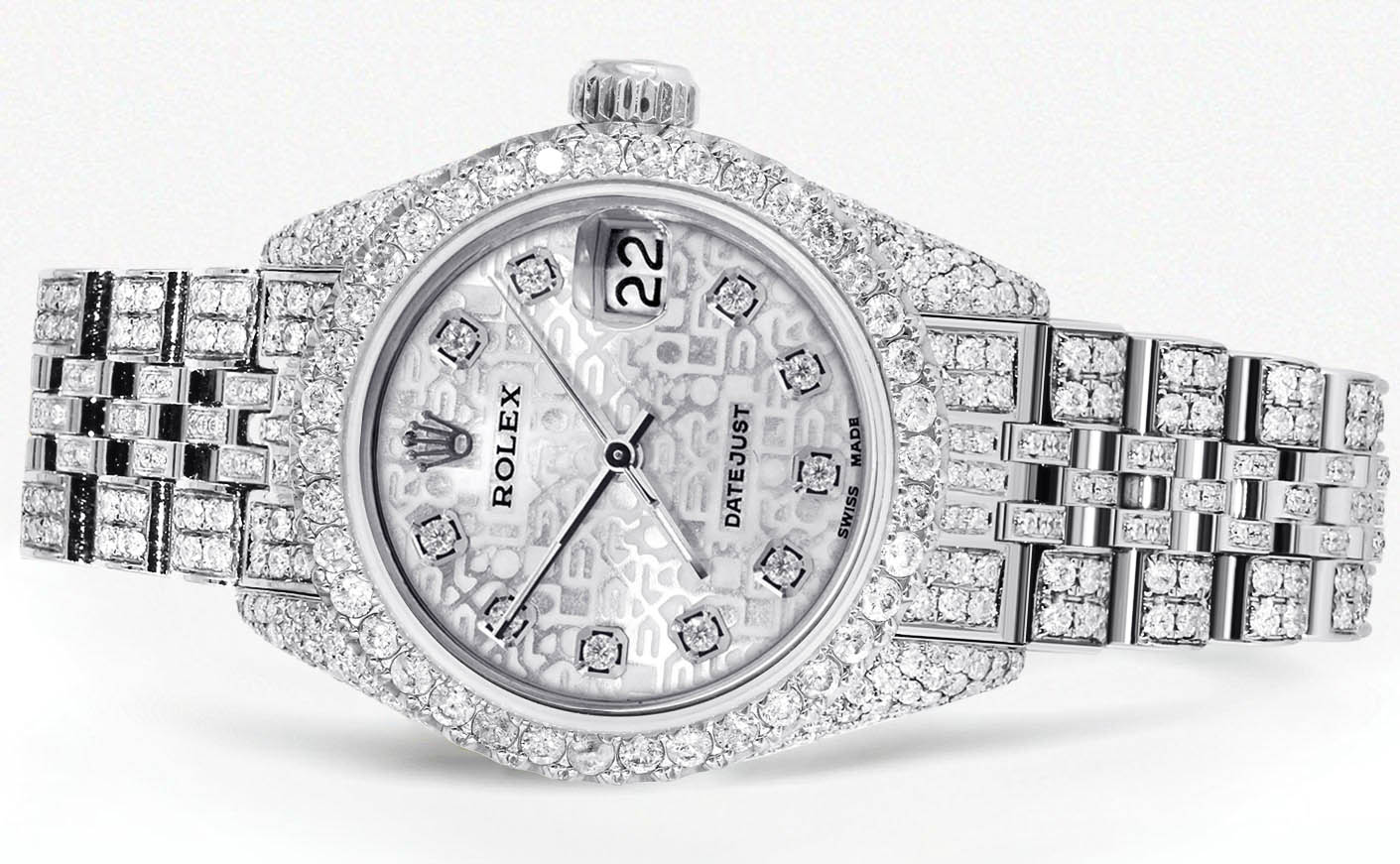 Womens Diamond Stainless Steel Rolex Watch | 26Mm | Texture Dial | Jubilee Band - Image 2
