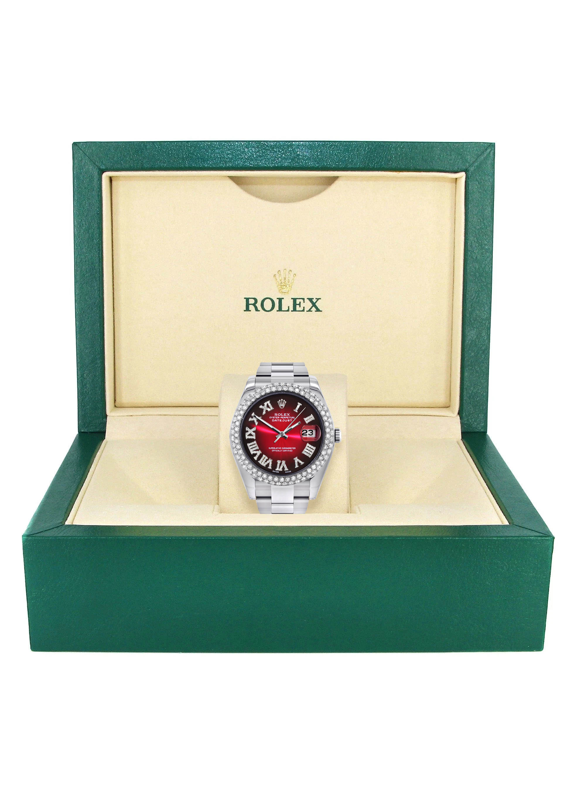 Womens Rolex Datejust II Watch | 41 MM | Black Red Roman Numeral Dial | Two Row | Oyster Band - Image 5