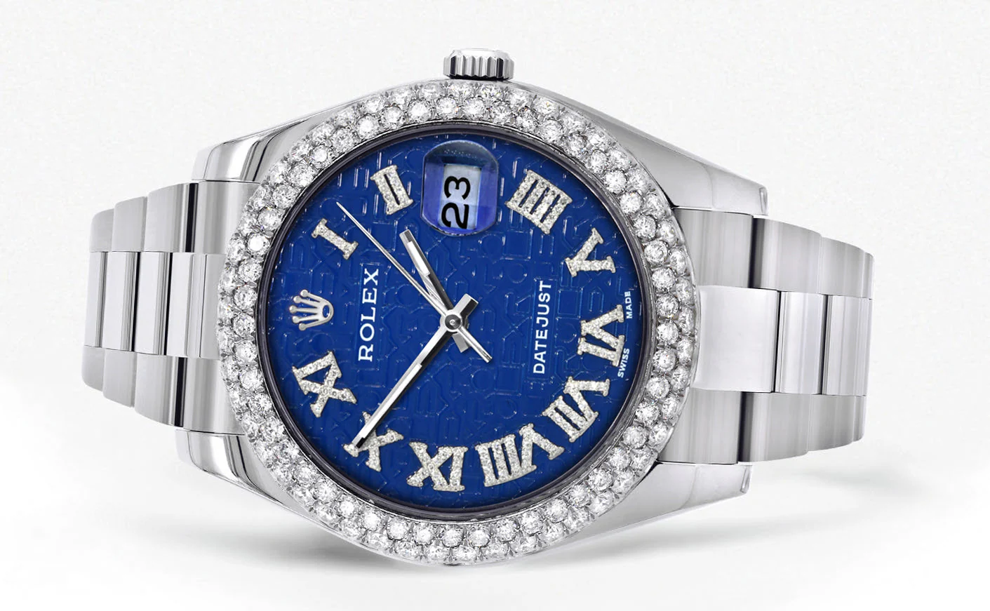 Womens Rolex Datejust II Watch | 41 MM | Blue Texture Dial | Two Row | Oyster Band - Image 2