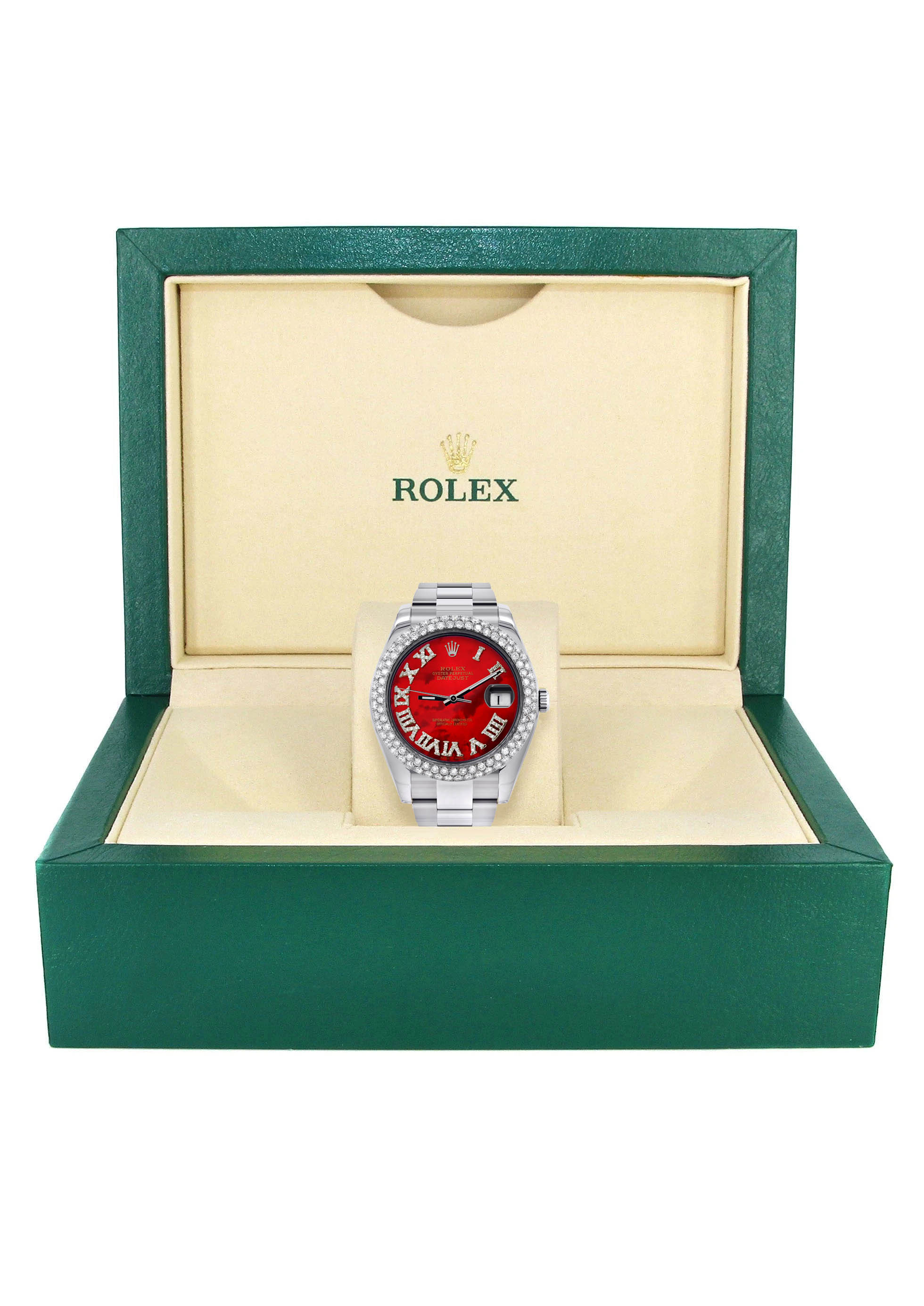 Womens Rolex Datejust II Watch | 41 MM | Red Pearl Roman Numeral Dial | Two Row | Oyster Band - Image 5