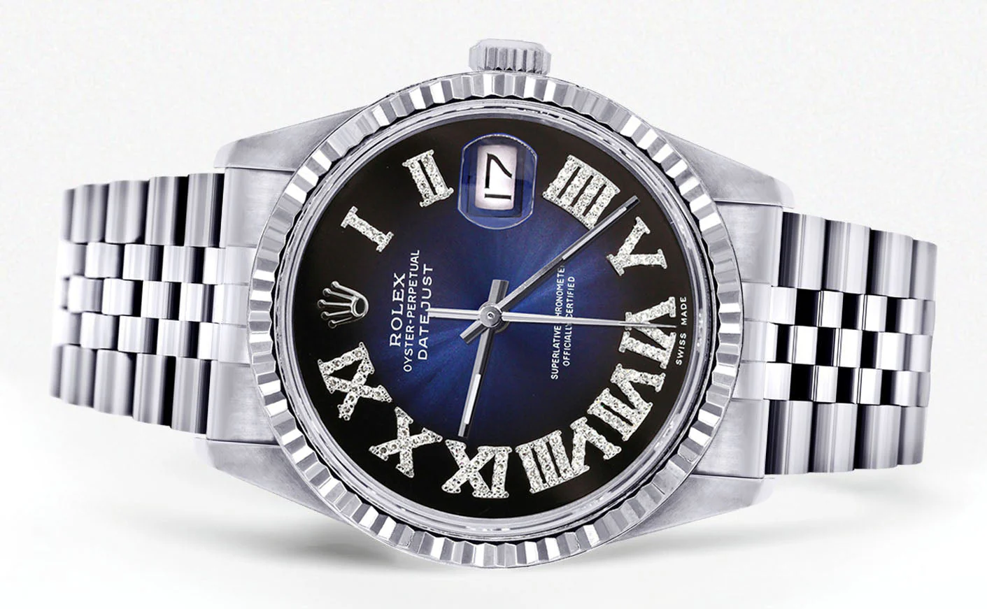 Womens Rolex Datejust Watch 16200 | Fluted Bezel | 36Mm | Blue Black Roman Numeral Dial | Fluted Bezel | Jubilee Band - Image 2