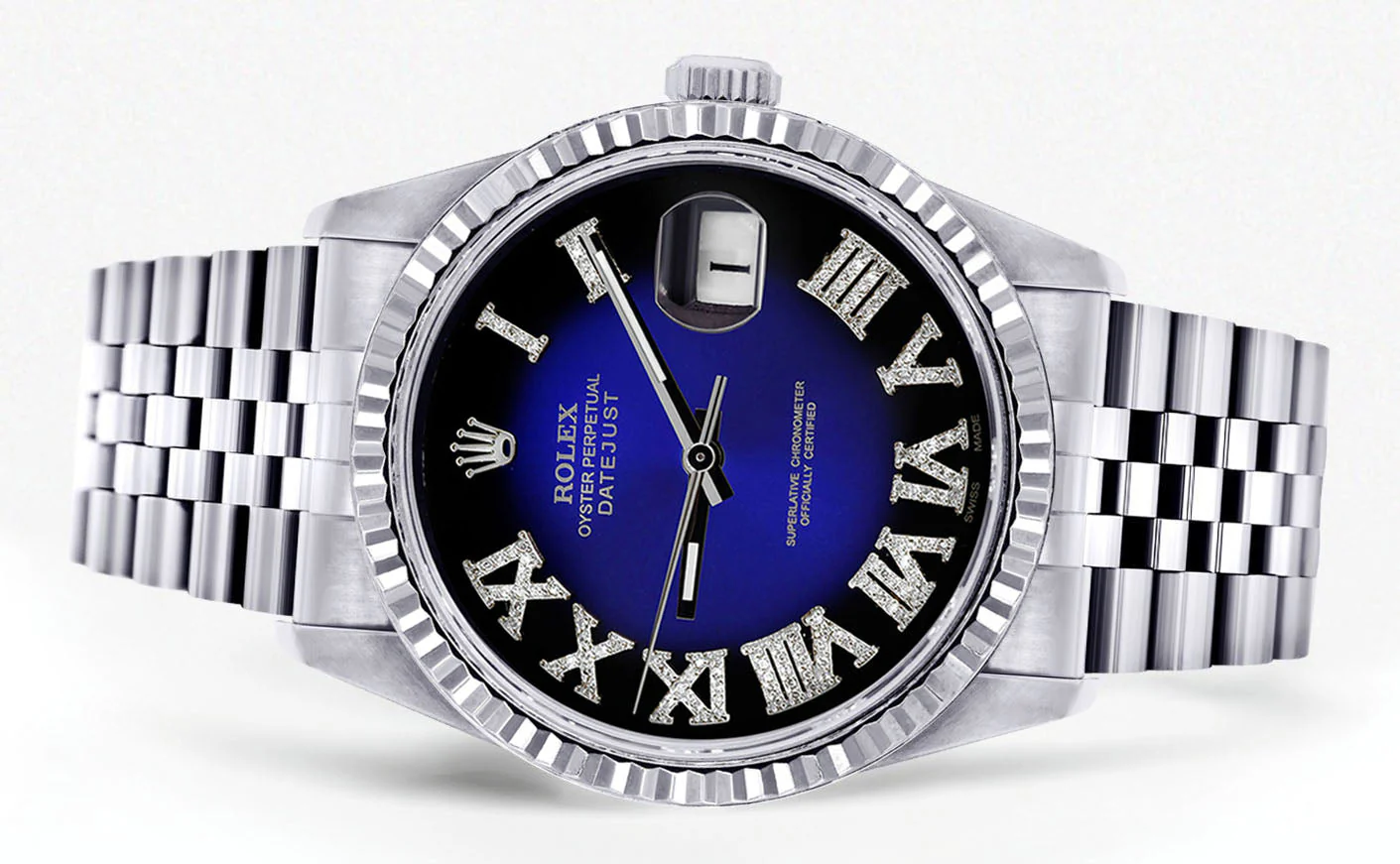 Womens Rolex Datejust Watch 16200 | Fluted Bezel | 36Mm | Blue Black Roman Numeral Dial | Fluted Bezel | Jubilee Band - Image 2