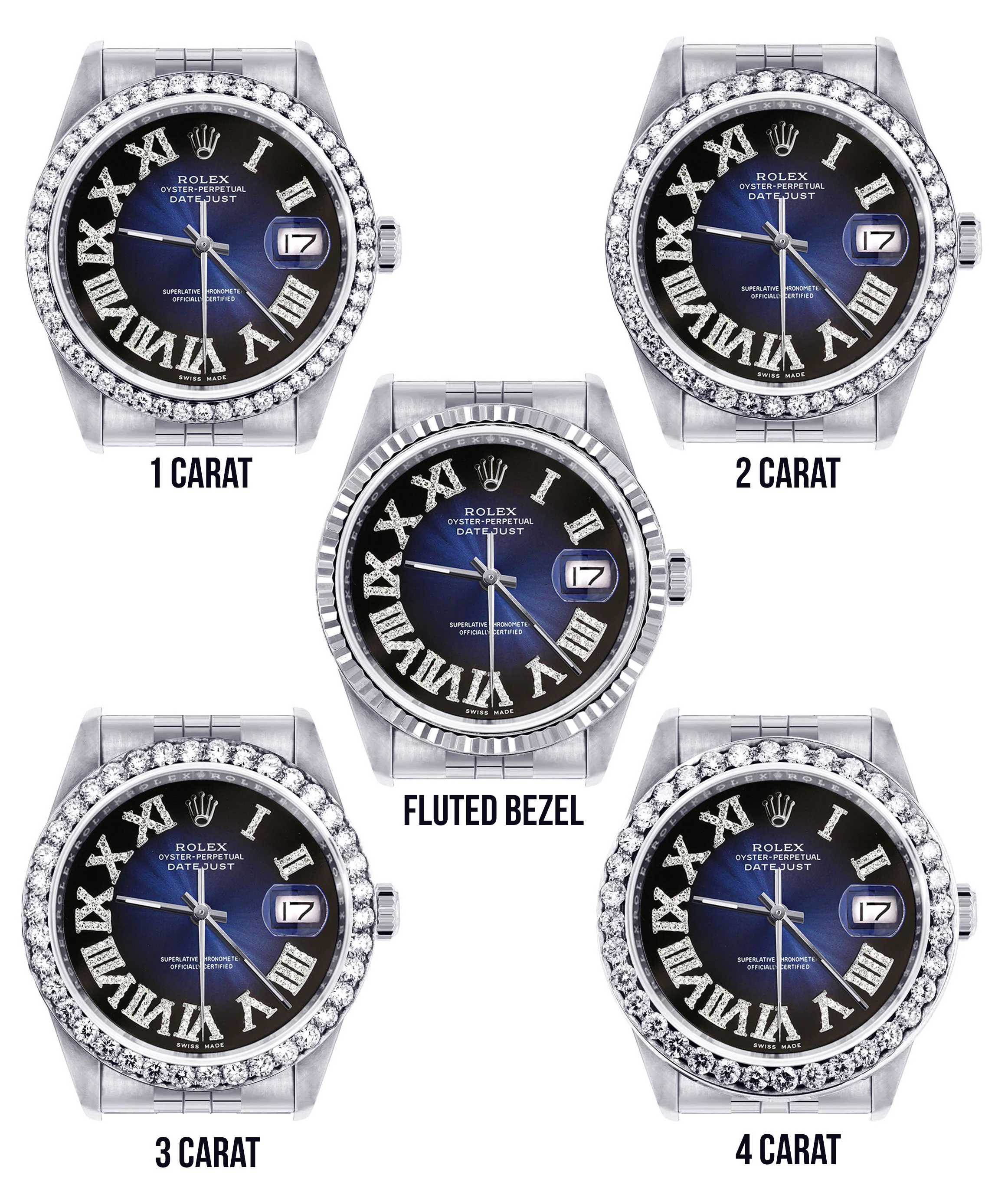 Womens Rolex Datejust Watch 16200 | 36Mm | Blue Black Roman Numeral Dial | Jubilee Band - Image 3