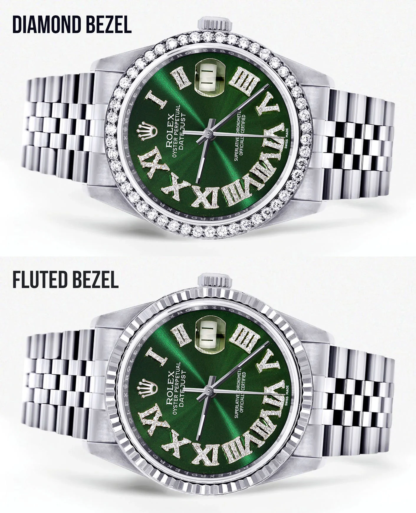 Womens Rolex Datejust Watch 16200 | 36Mm | Custom Green Roman Numeral Dial | Jubilee Band - Image 2