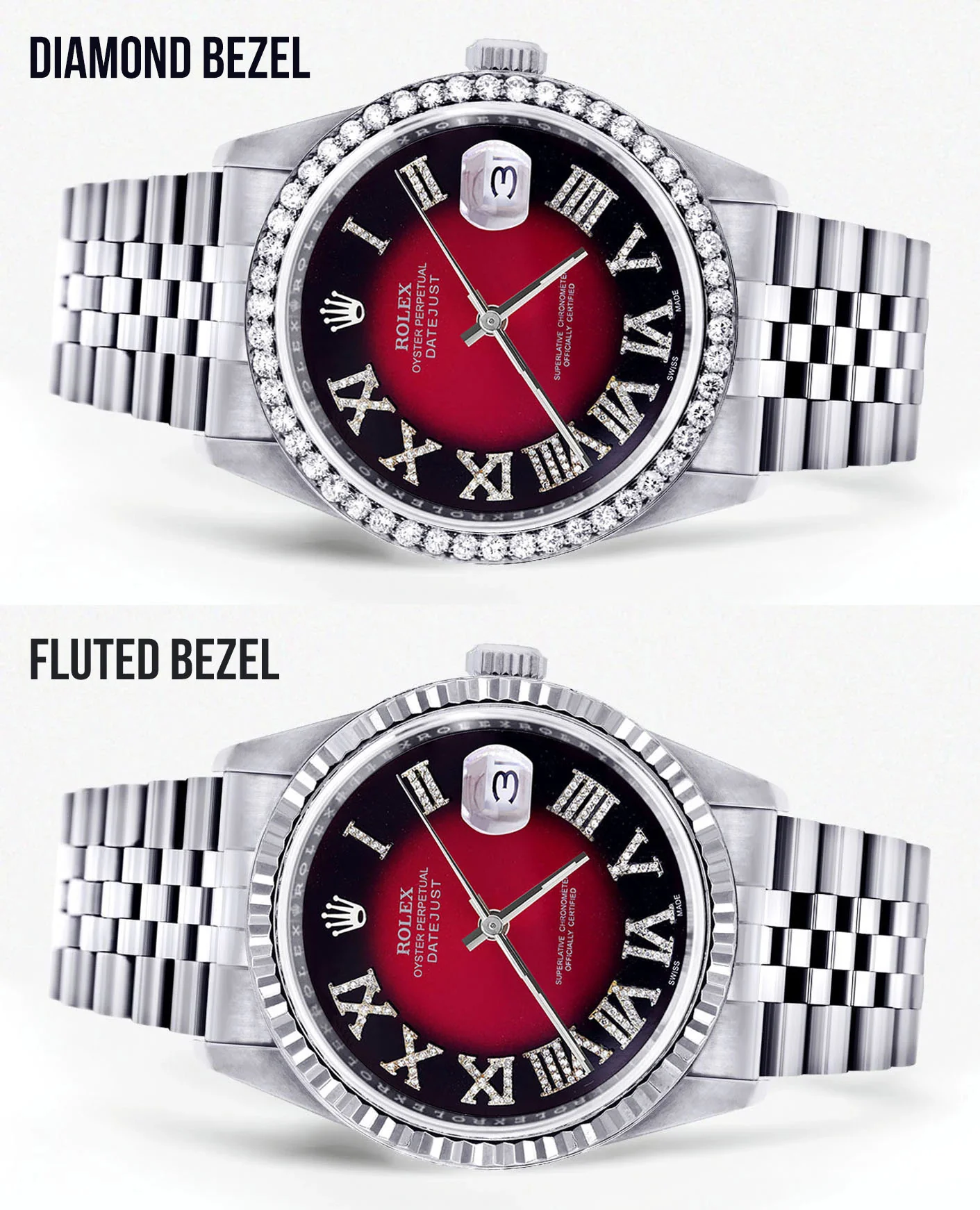 Womens Rolex Datejust Watch 16200 | 36Mm | Diamond Red Roman Numeral Dial | Jubilee Band - Image 2